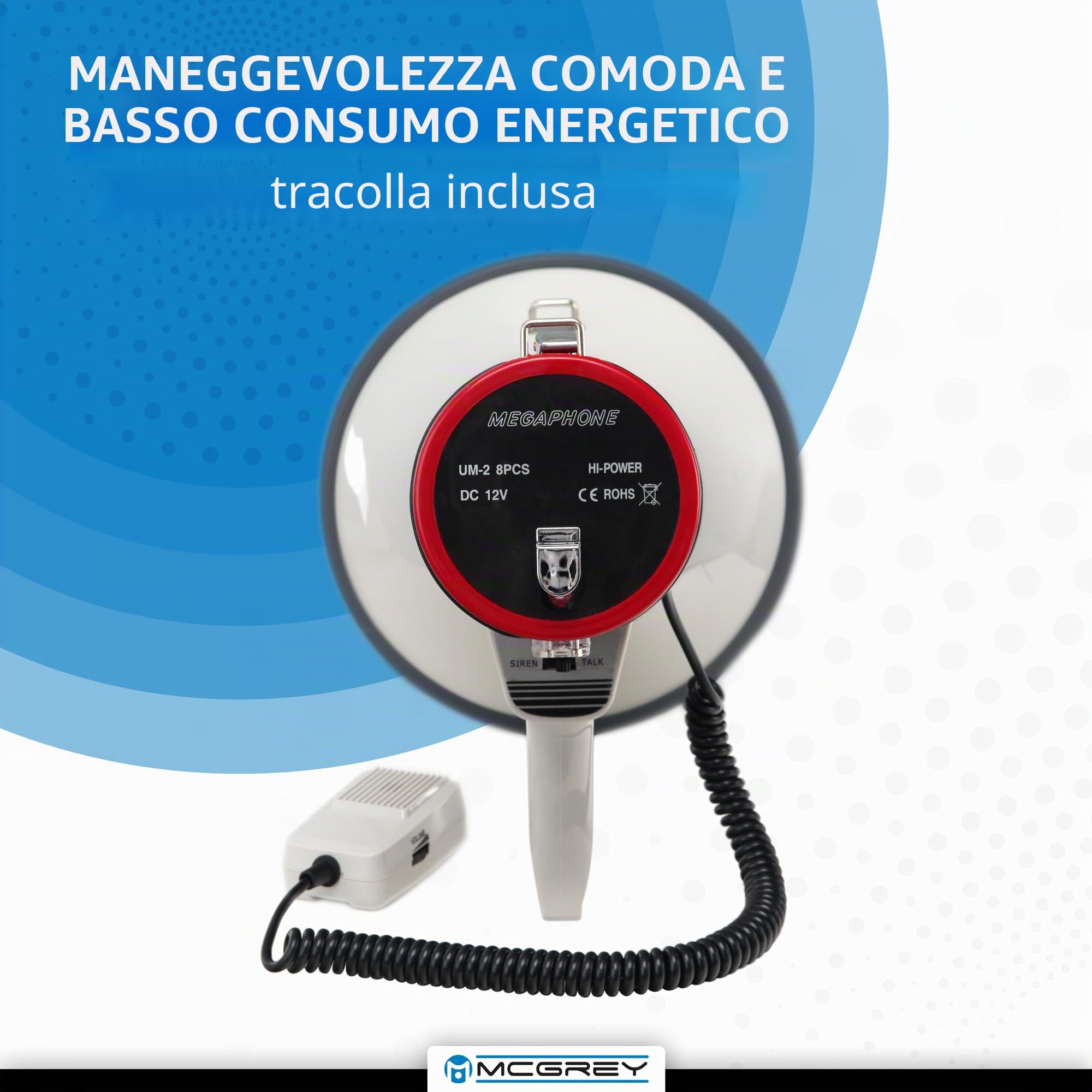 McGrey MP-500HS Megafono, max. 80 Watt, 1000m