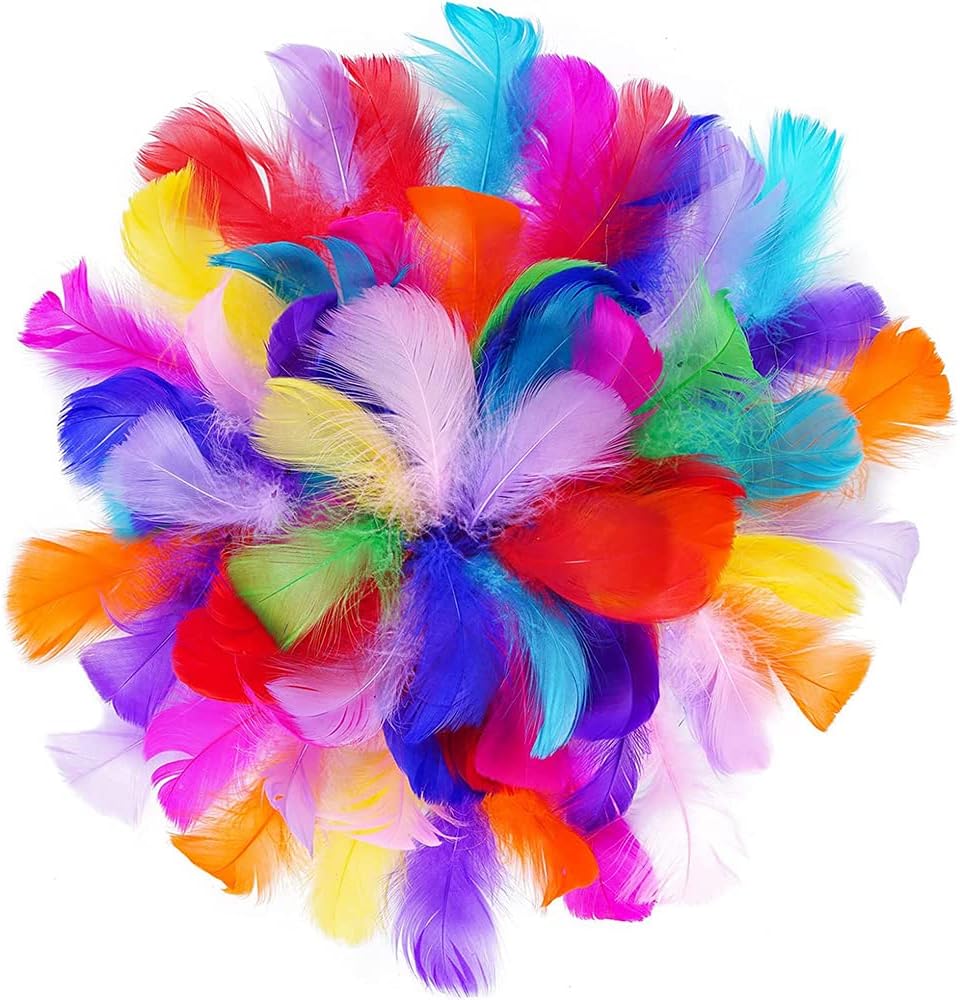 100 Pieces Colorful Feathers for Crafts, Natural Goose Feathers Large Craft Feathers for DIY