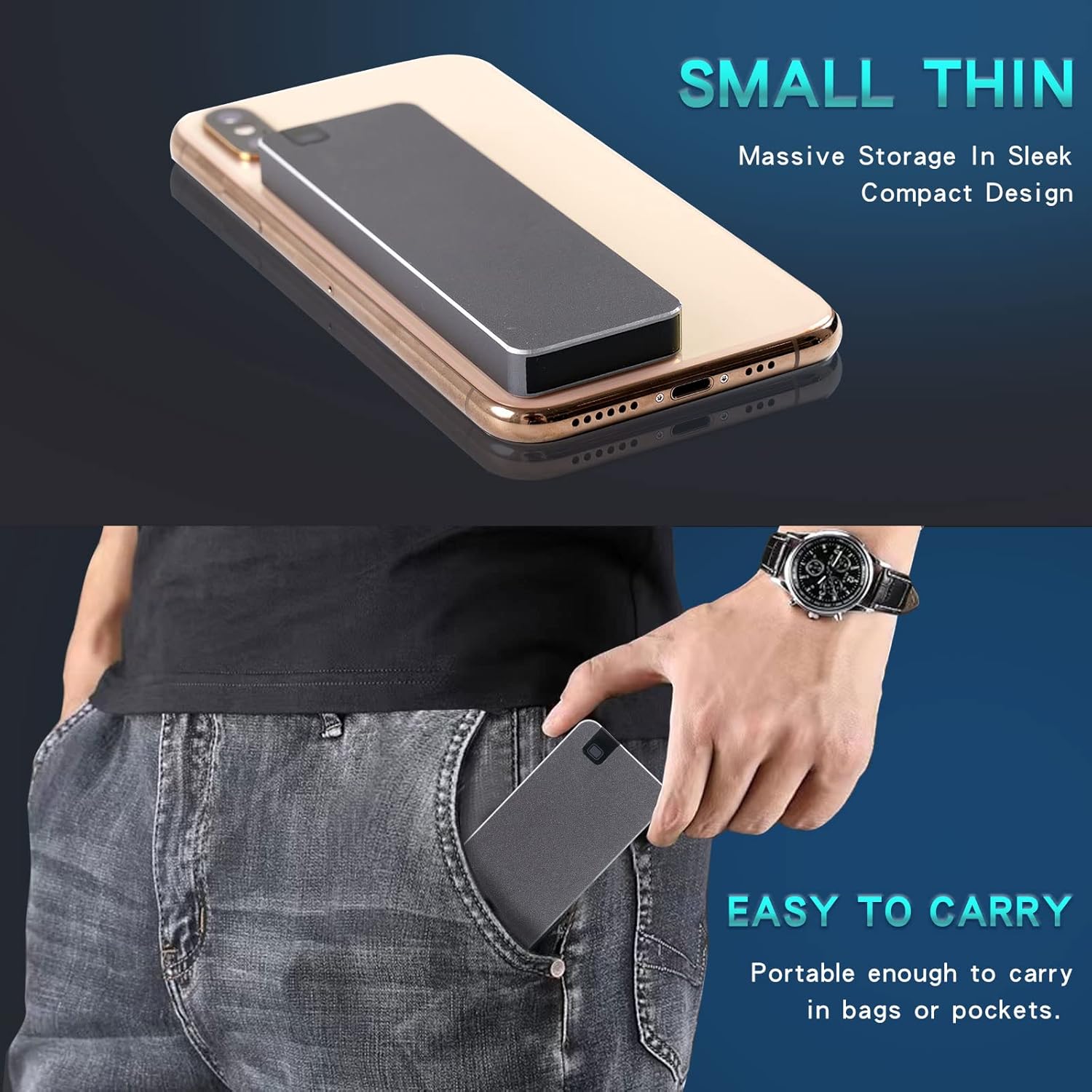 TGMEOW External Hard Drive Mobile SSD 1TB Portable Storage Drive External Hard Drive Metal Enclosure Compatible with PC, Laptop and Mac