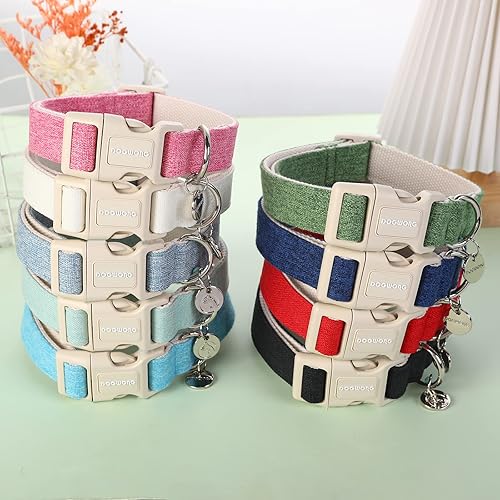 Miniatura 4 de DOGWONG Collar de algodón de cáñamo para perros, collar negro resistente ajustable de tela suave y natural para mascotas, lindo collar de boda para