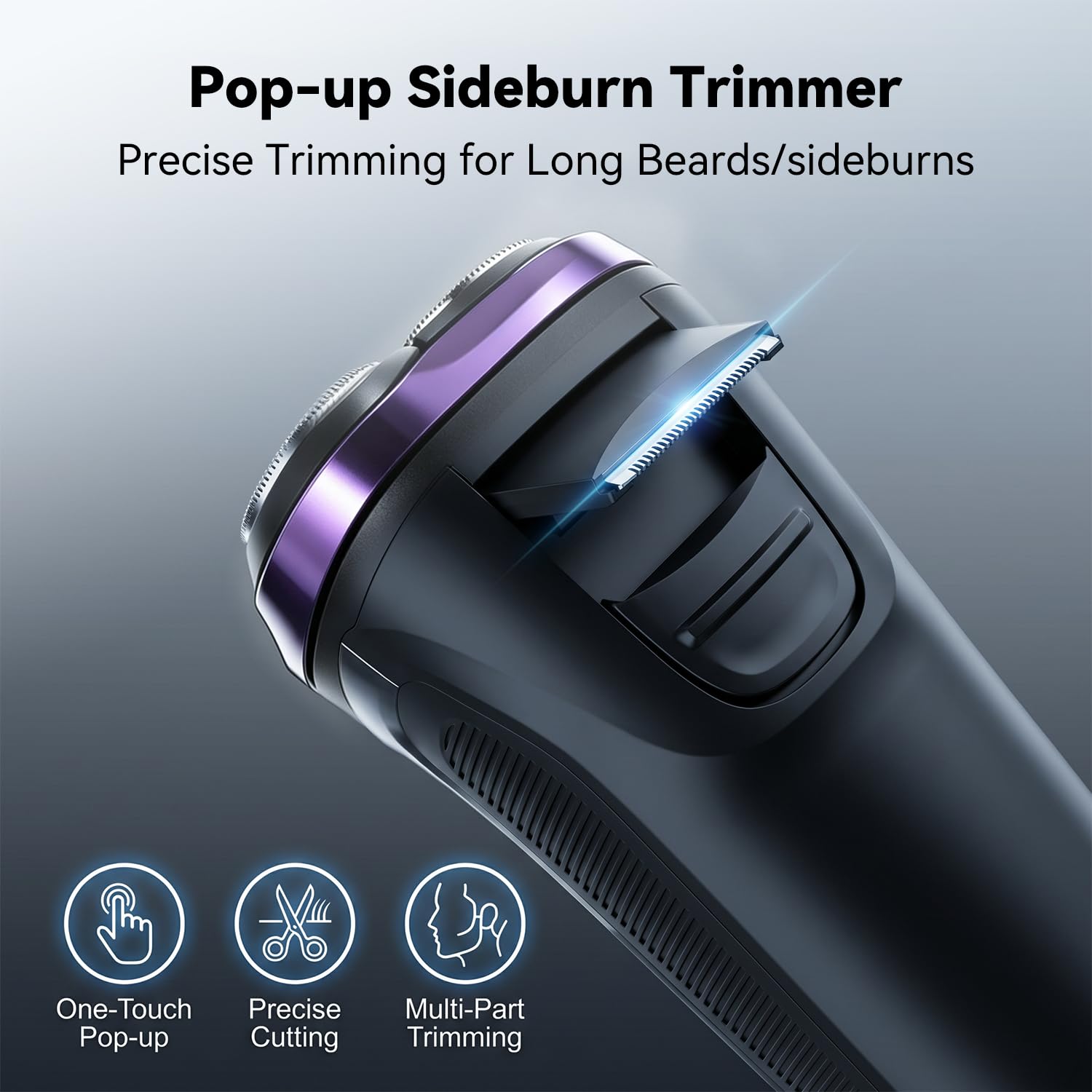 Ordele Electric Razor for Men, 2026 Upgraded Electric Shavers for Men, USB-C Rechargeable, Wet & Dry Shaver with Pop-up Trimmer and Travel Case (Purple) view 2
