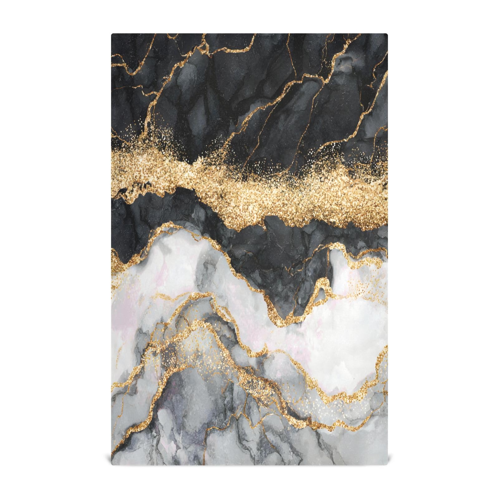 Toallas de cocina de mármol negro dorado, ultra absorbentes, secado rápido, paños de cocina de 28 x 18 pulgadas para cocinar hornear, limpieza del hogar, juego de 4