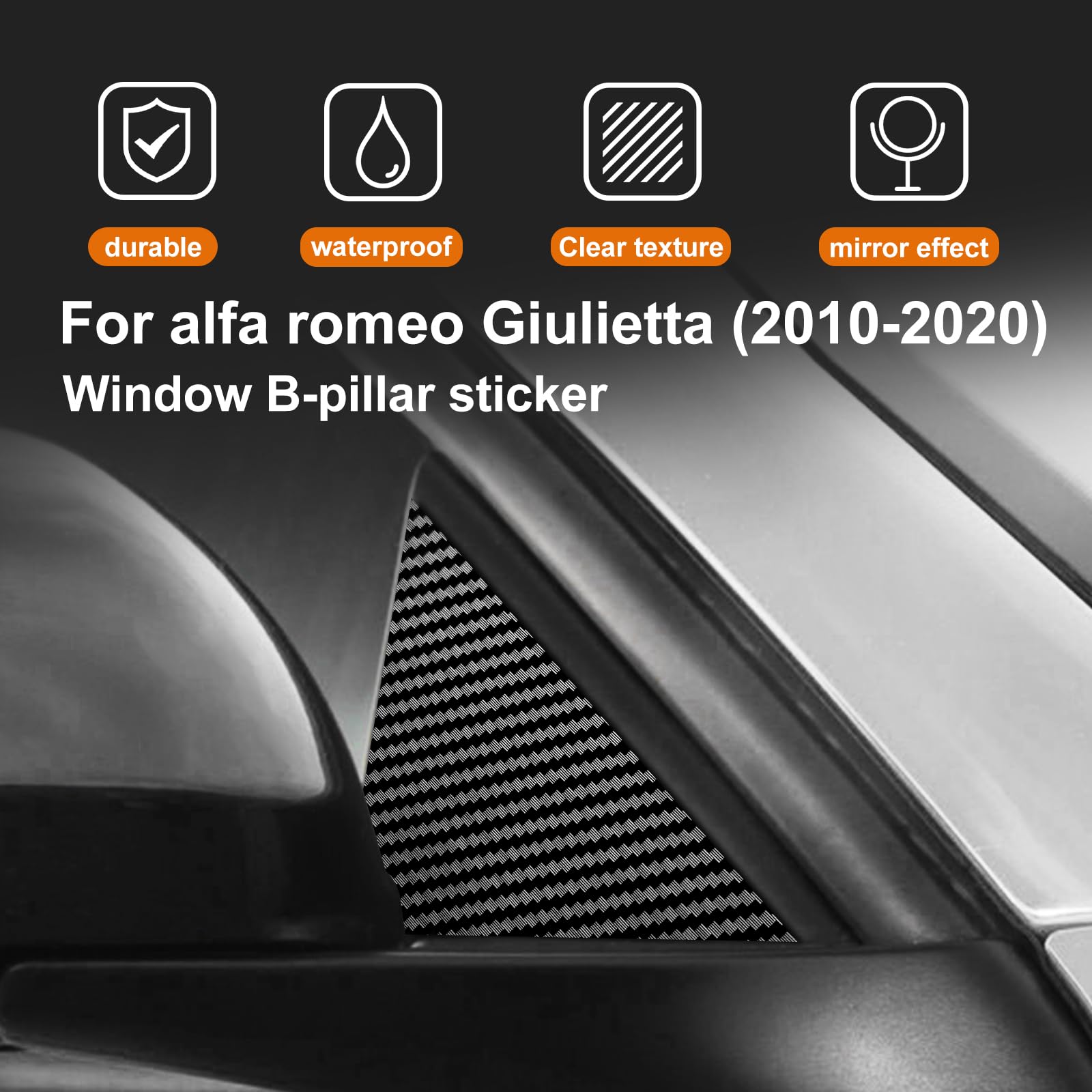 KUNGKIC Per Alfa Romeo Giulietta 2010-2020 B Colonna Copertura Auto Finestra Colonna Adesivo Decorativo Finestra B Colonna Adesivi Accessori 6 Pezzi (Modello In Fibra Di Carbonio)