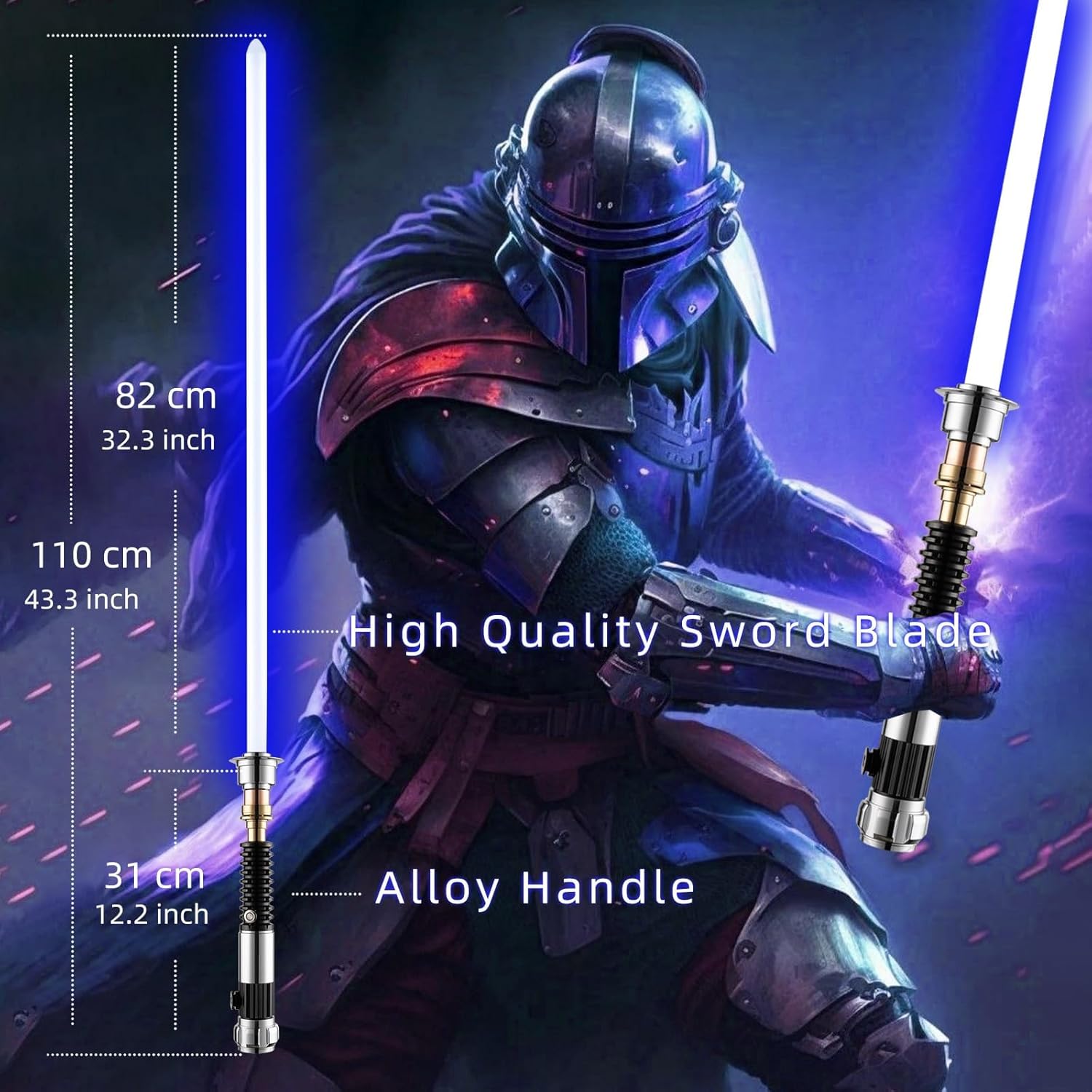 Lightsaber,Metal Dueling Light Saber,Smooth Gesture Swing,USB Rechargeable Lightsabers with 18 Set Sound Effects with 19 Colors Change,Light Saber Sword Toy（OBI-Wan）