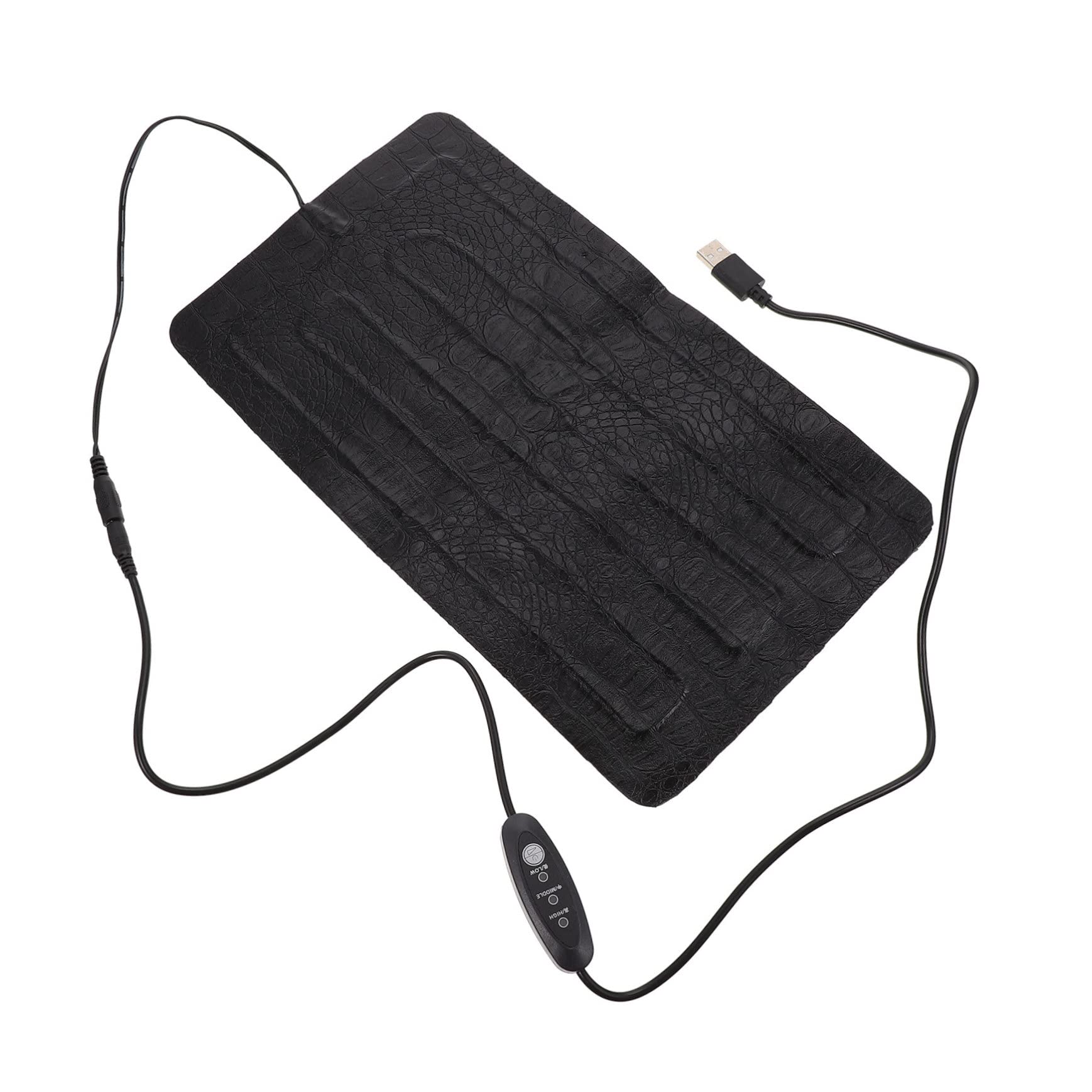 ifundom Alfombrilla Térmica para Reptiles Calefactable USB 3 Niveles de Temperatura, Esterilla Eléctrica de Cuero Diseño Antimoscas 33x18 Cm para Tortugas y Reptiles Pequeños, Uso