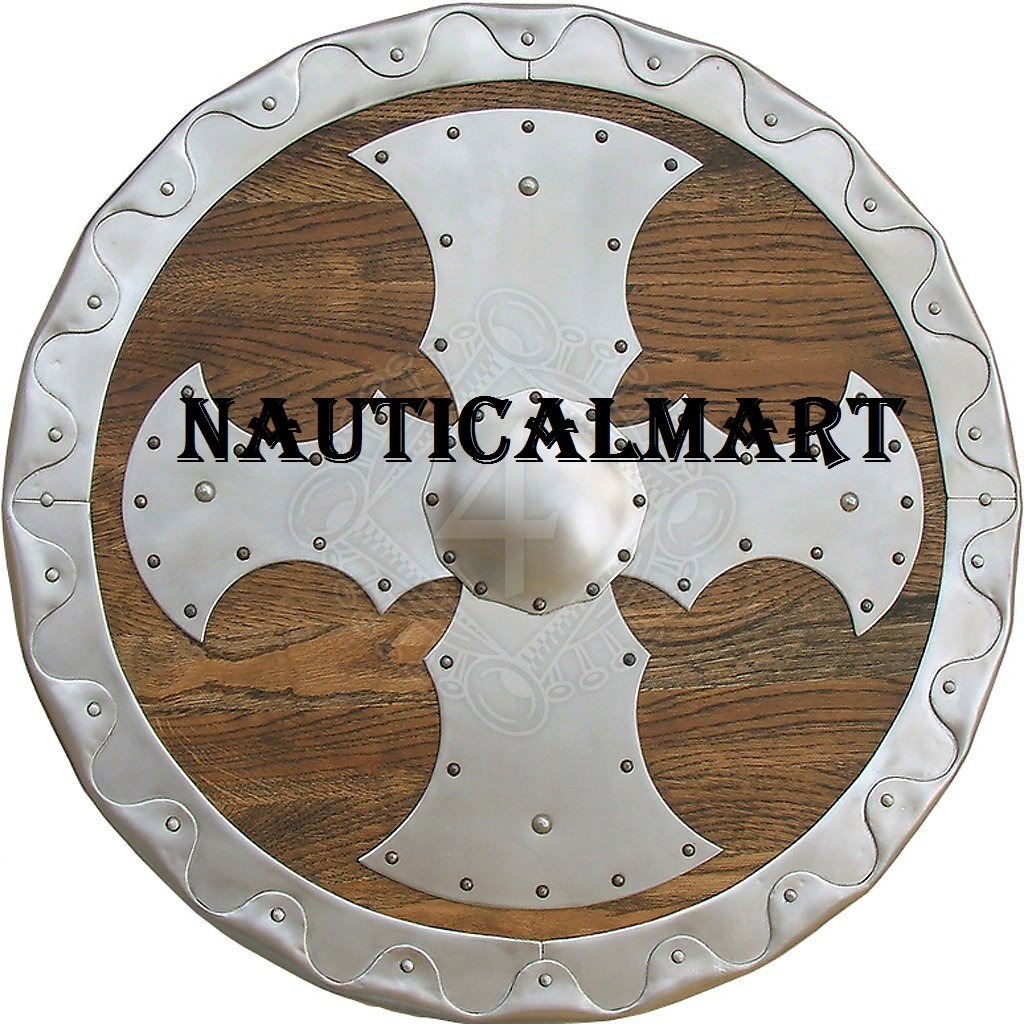 NauticalMart Round Shield with Metal Fittings 55cm