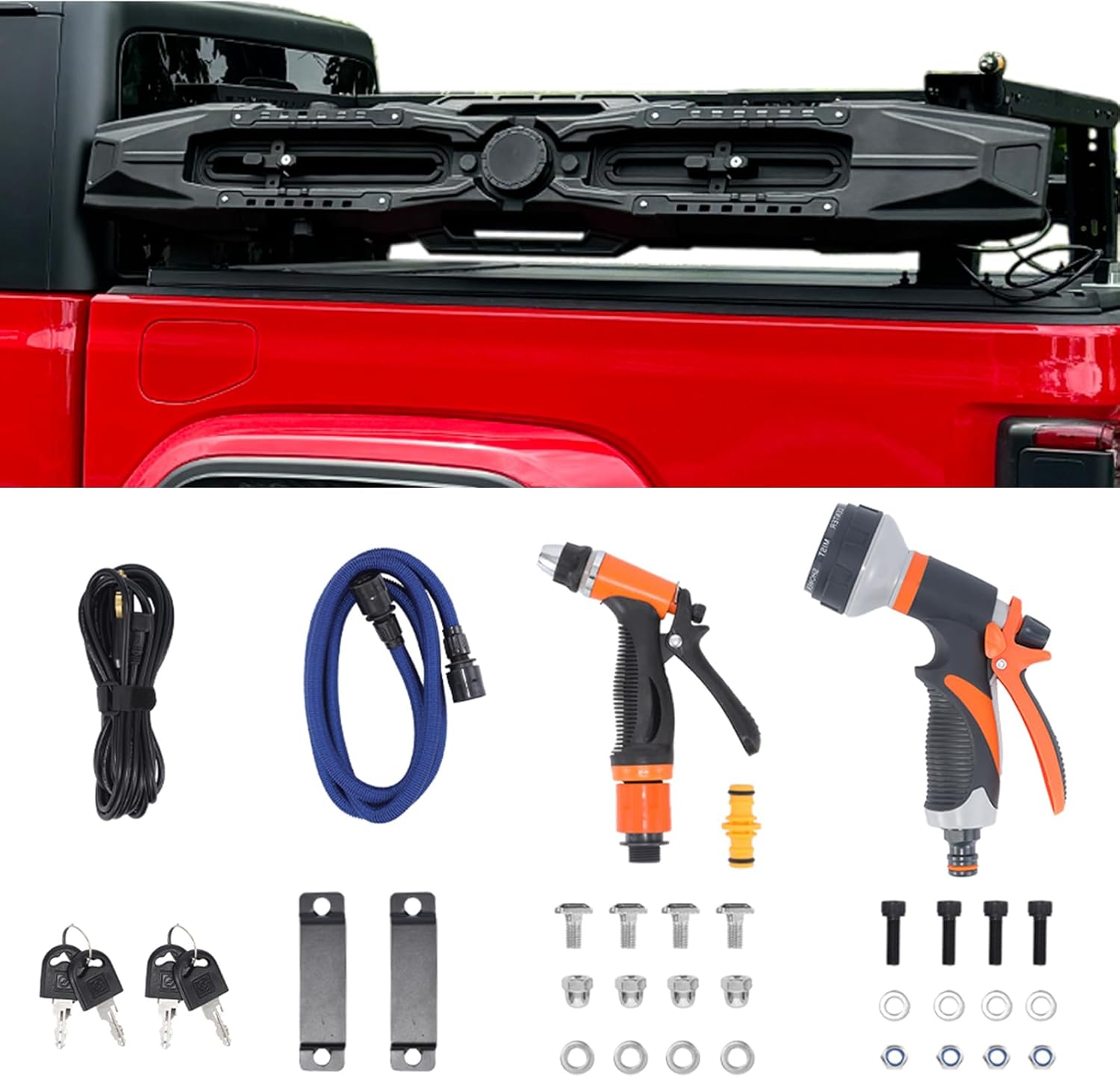 Just-V 8-Gallon Water Tank with Camping Shower for Off-Road Vehicles, Pick-up Trucks,SUV,Outdoor Activities Water Supply Construction for Roof Rack Mount