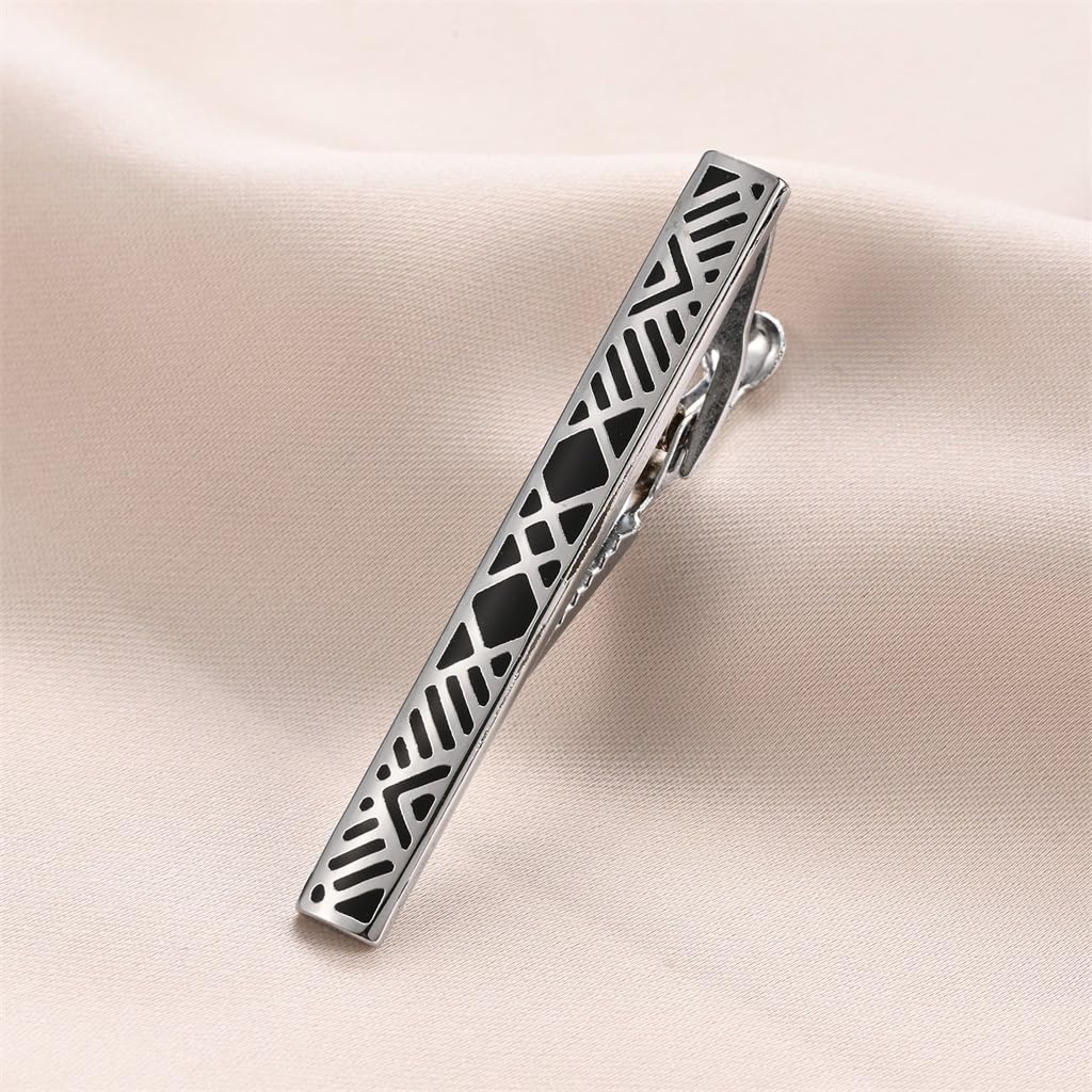 Clips de Corbata Clip de Corbata Plateado for Hombre Clip de Corbata de Negocios Clip de Corbata Negro
