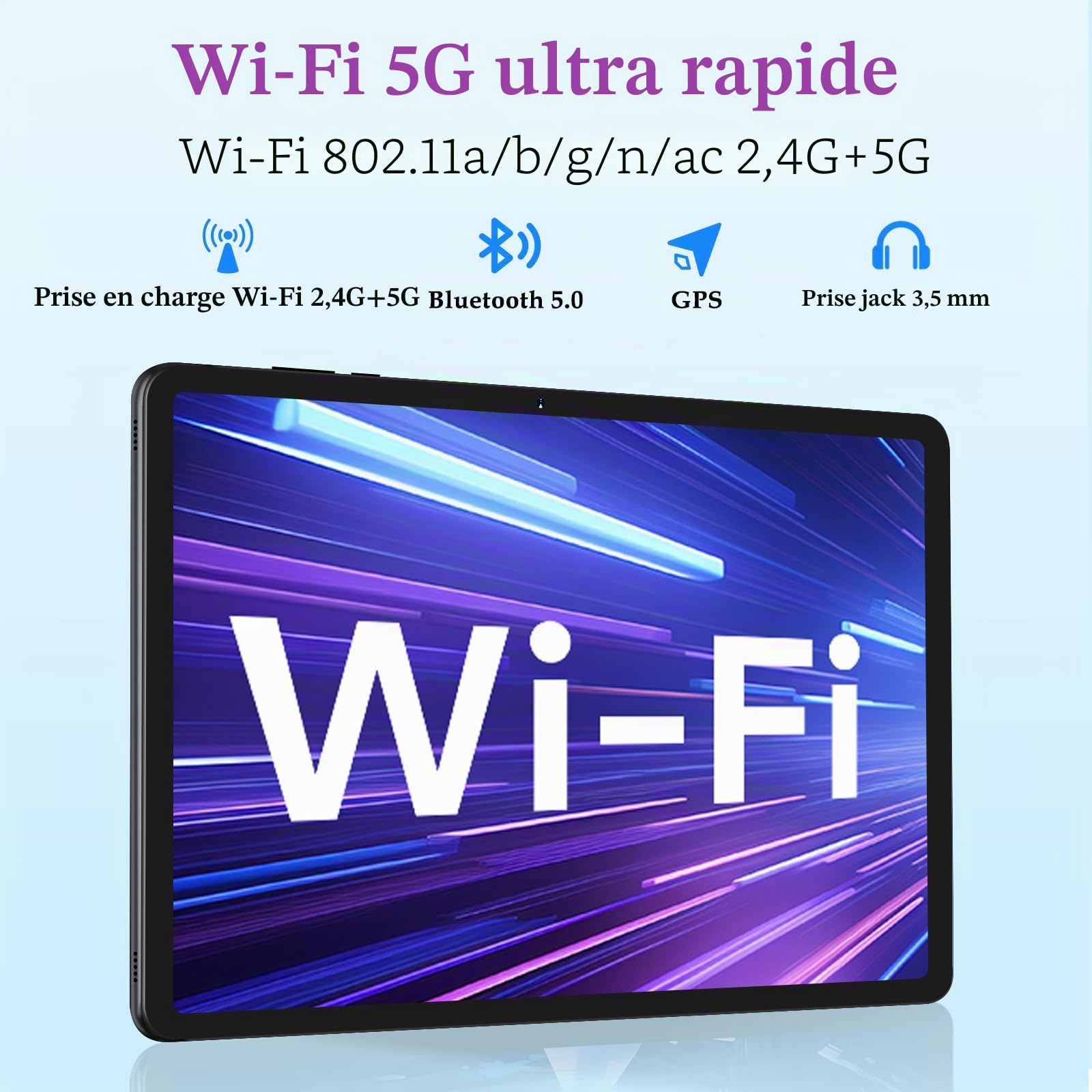 ZIOVO Tablette Enfants Android 15 Tablette 10 Pouces, 30Go RAM + 64Go ROM (TF 2To), Gemini AI, 5G WiFi/Octa-Core/Widevine L1/Face ID/Contrôle Parental/6000 mAh/BT 5.0, Tablette avec étui EVA - Bleu
