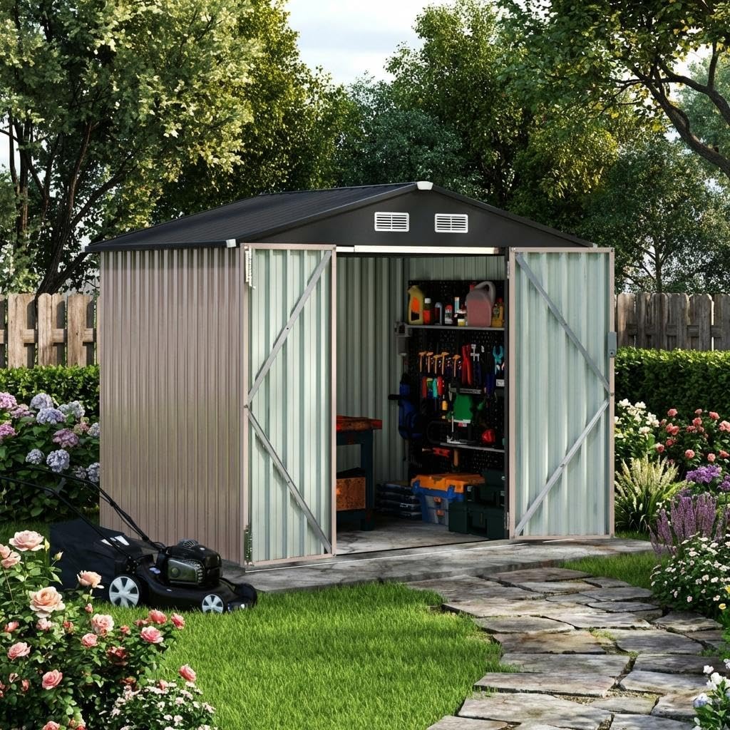 12×10 FT PVC Shed Floor(No Shed), Heavy Duty PVC Floor Base for 10x8x6.4FT Outdoor Storage Shed, Anti-Moisture Lockable Shed Floor for Backyard, Garden, Patio, Lawn
