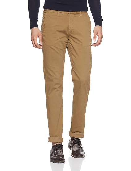 Straight Fit Casual Trousers at Amazon 