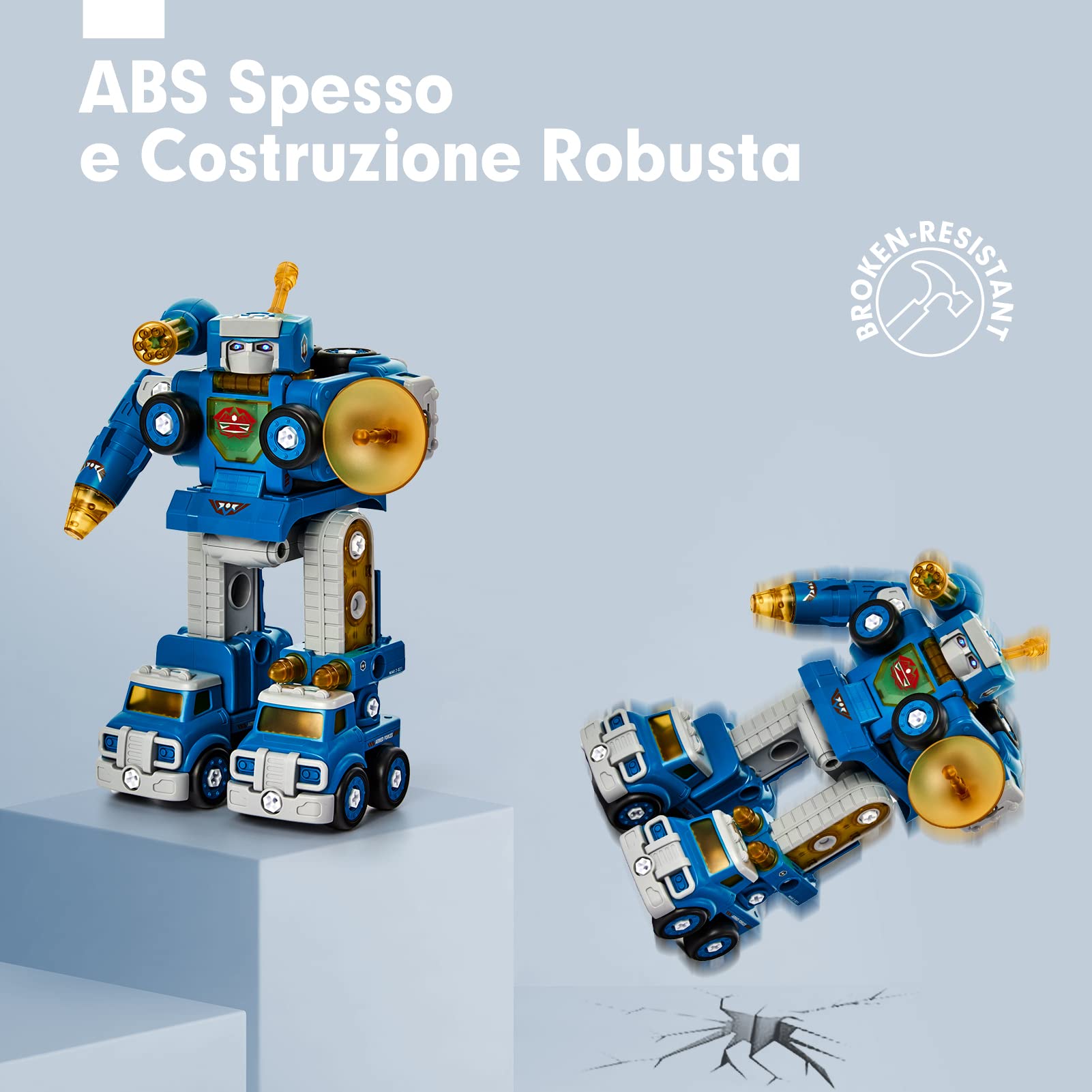 hahaland Giochi per Bambini 5 anni Maschio - 5 in 1 Camion Giocattoli da Costruzione Smontabile Robot Creativi STEM Veicoli Regali Educativi