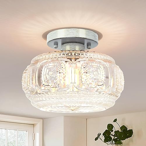 Miniatura 24 de Lámpara de techo semiempotrada, lámpara de techo de vidrio de globo, iluminación moderna dorada para pasillo, porche, pasillo, cocina, dormitorio,