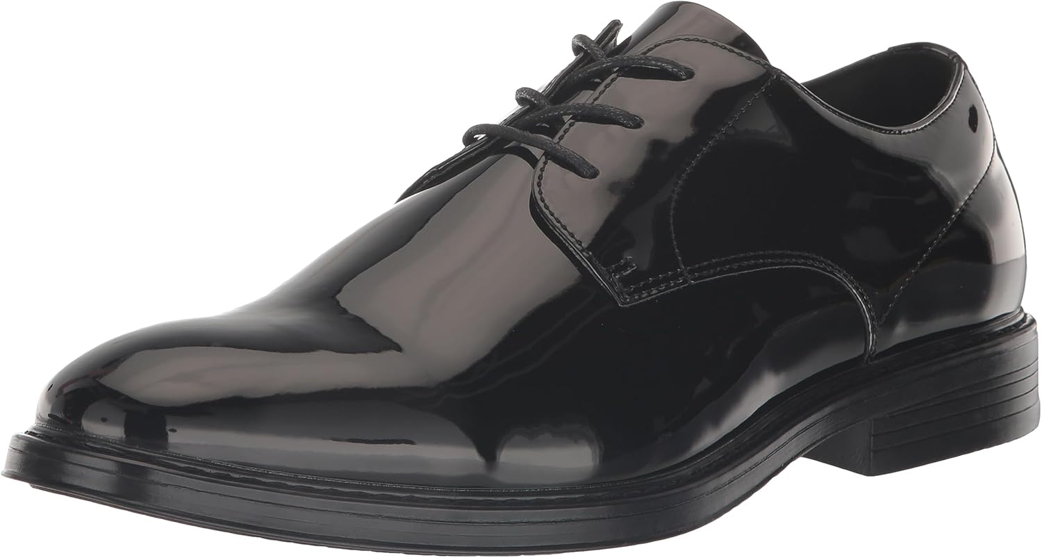 Nunn Bush Men's Centro Flex Plain Toe Oxford Formal Lace Up Tuxedo Shoe, Black Patent, 10