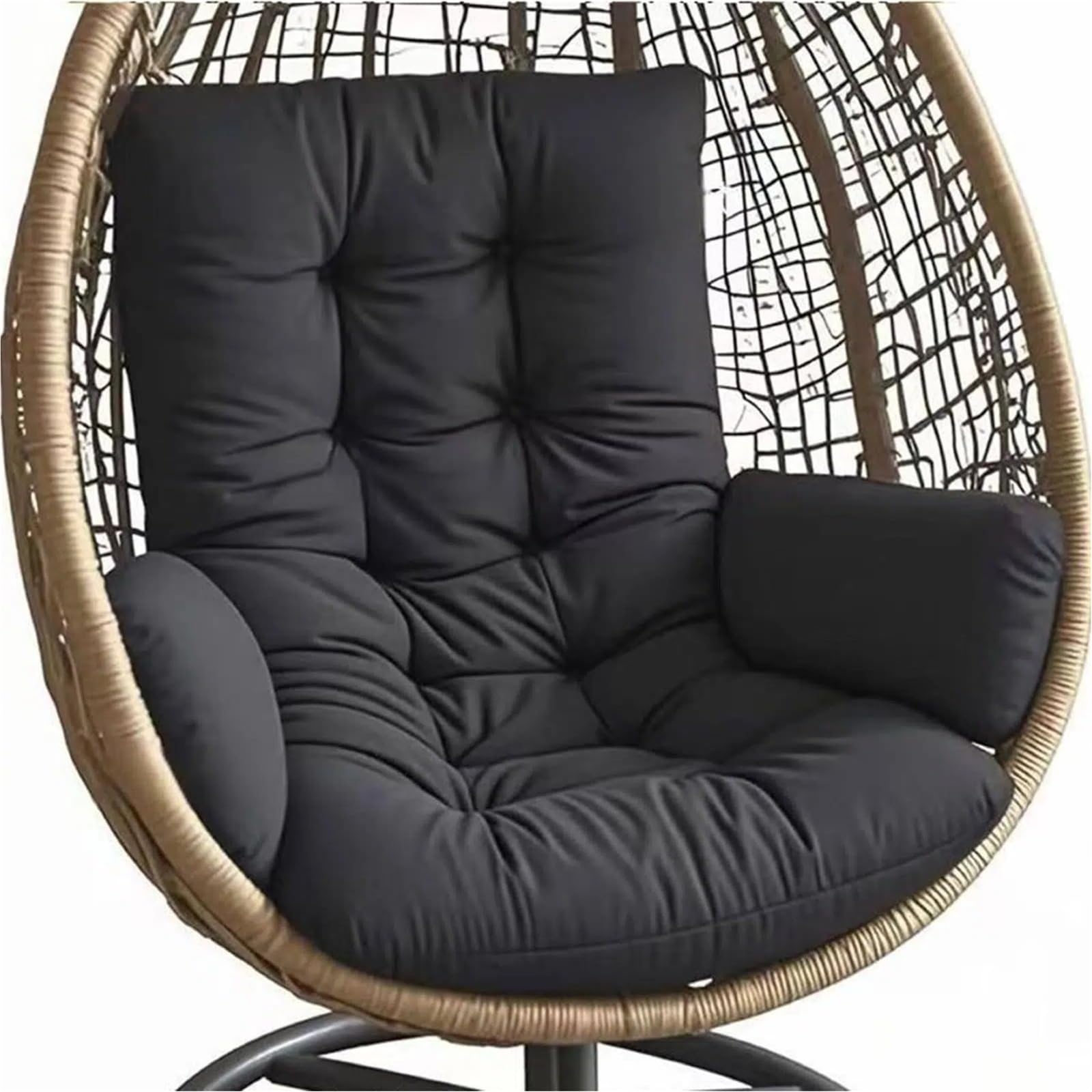 Egg Chair Cushion, Hanging Chair Cushions, Waterproof Thick Hammock Chair Cushion Replacement, Indoor/Outdoor Swing Garden Seat Cushions for Hanging Swing 60x120cm (Only Pad) (Black)