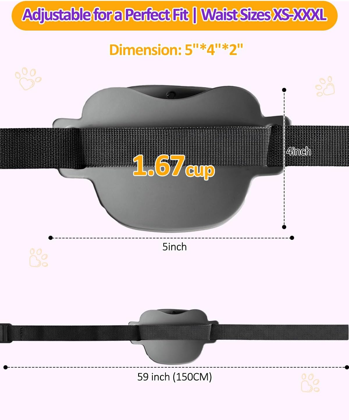 One-Hand Access 2-Pack Silicone Dog Treat Pouches with 2 Training Clickers - Magnetic Auto-Closing Lid, Extended Waist Belt, Pocket-Sized for Walks