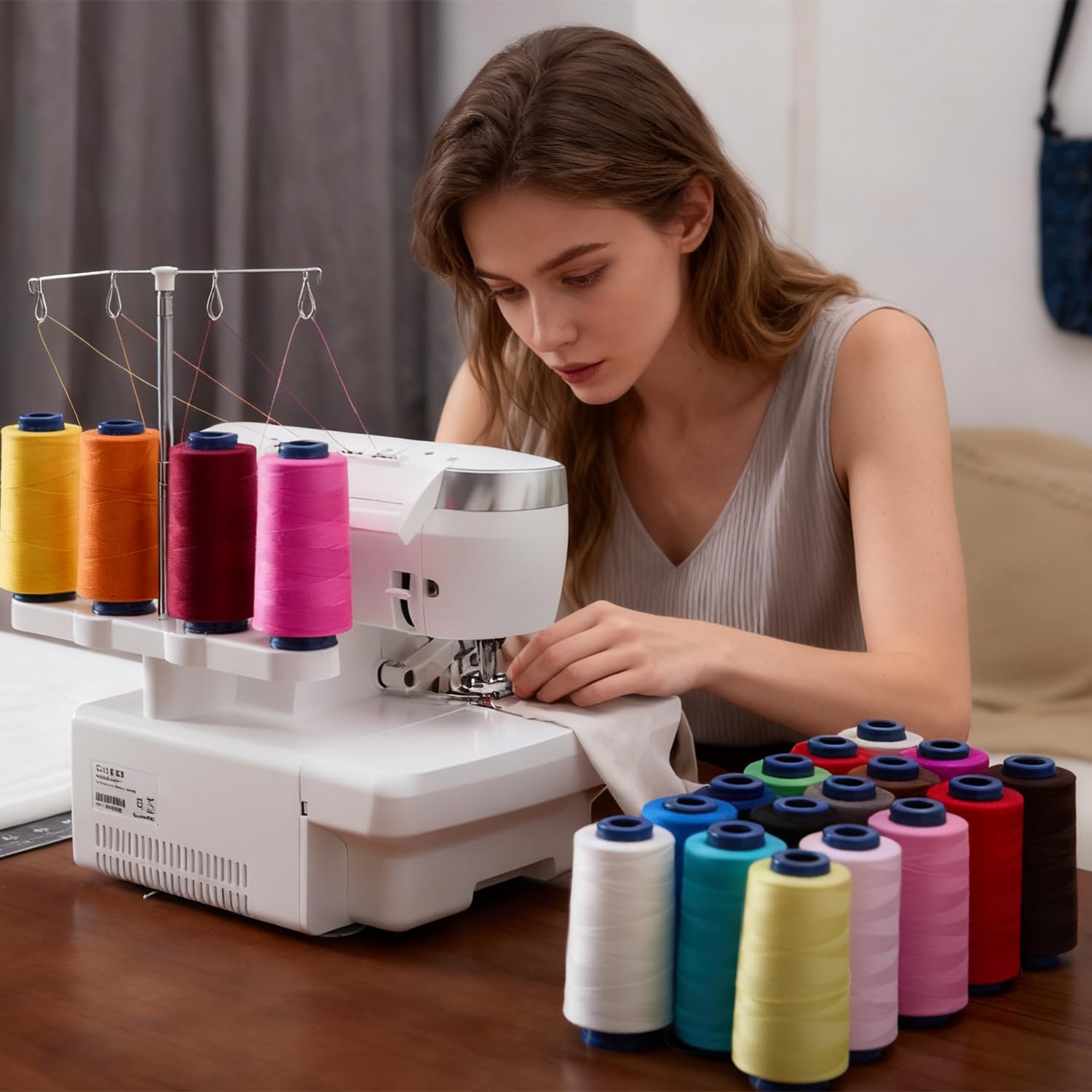 Cônes de fil de surjeteuse de 2744 m chacune, bobines de fil en polyester 40S/2 pour surjeteuse, matelassage, merrow, pièces, broderie à la main