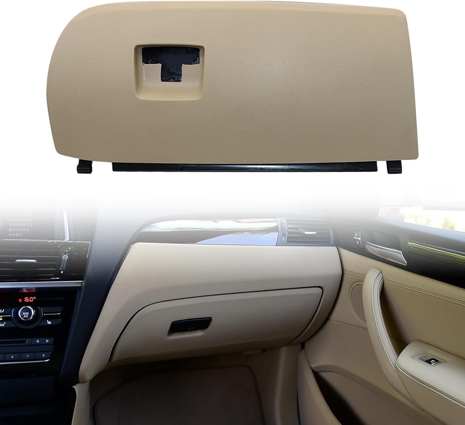 NLQR 51166839001 Beige Dash Glove Box Door Cover Lid Compatible with BMW X3 X4 F25 F26 2011-2018 Replace 51169242087 Glove Box Organizer