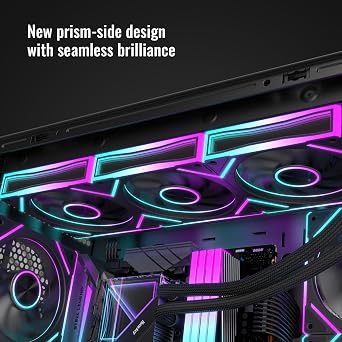 RUIX V8 Prism 120mm ARGB PWM Computer Case Fan 3-Pack, Mirror Design, High-Performance Cooling for Gaming PC- Black, Forward