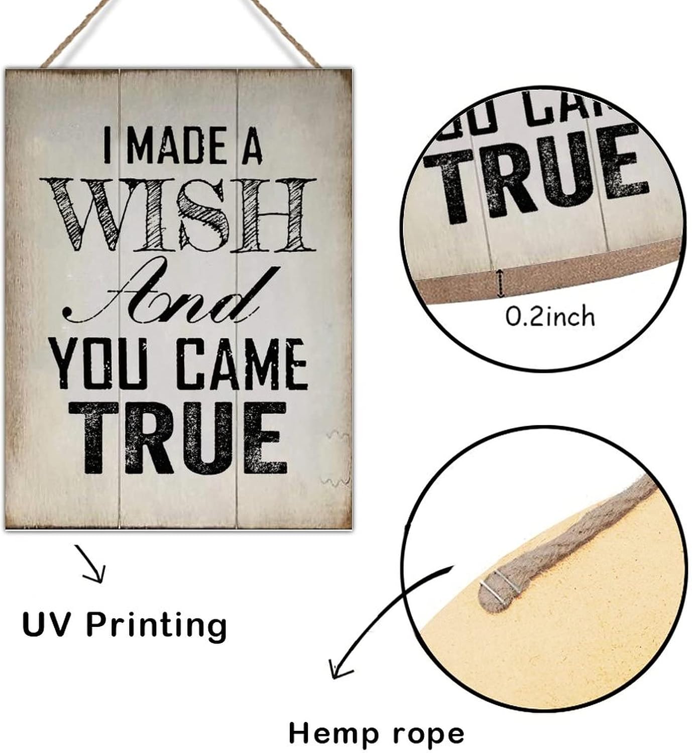 Rustic Wall Art Decor Sign Christian Gift Bible Verse Sign Plaque I Made A Wish and You Came True Wood Signs Wall Decor for Living Room Home Decoration 18x24in New Home Decoration Gift