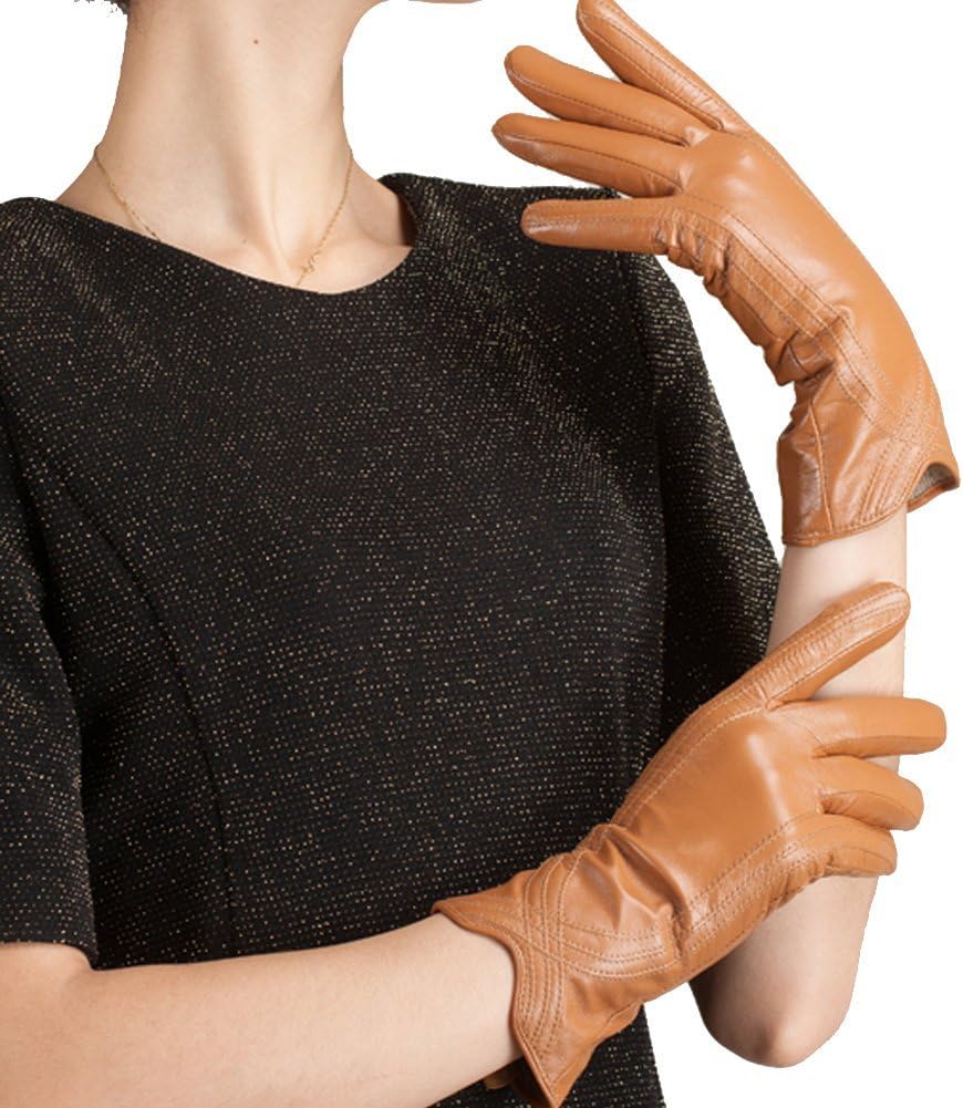 Nappaglo Nappa Leather Gloves Warm Handmade Curve Lambskin for Women