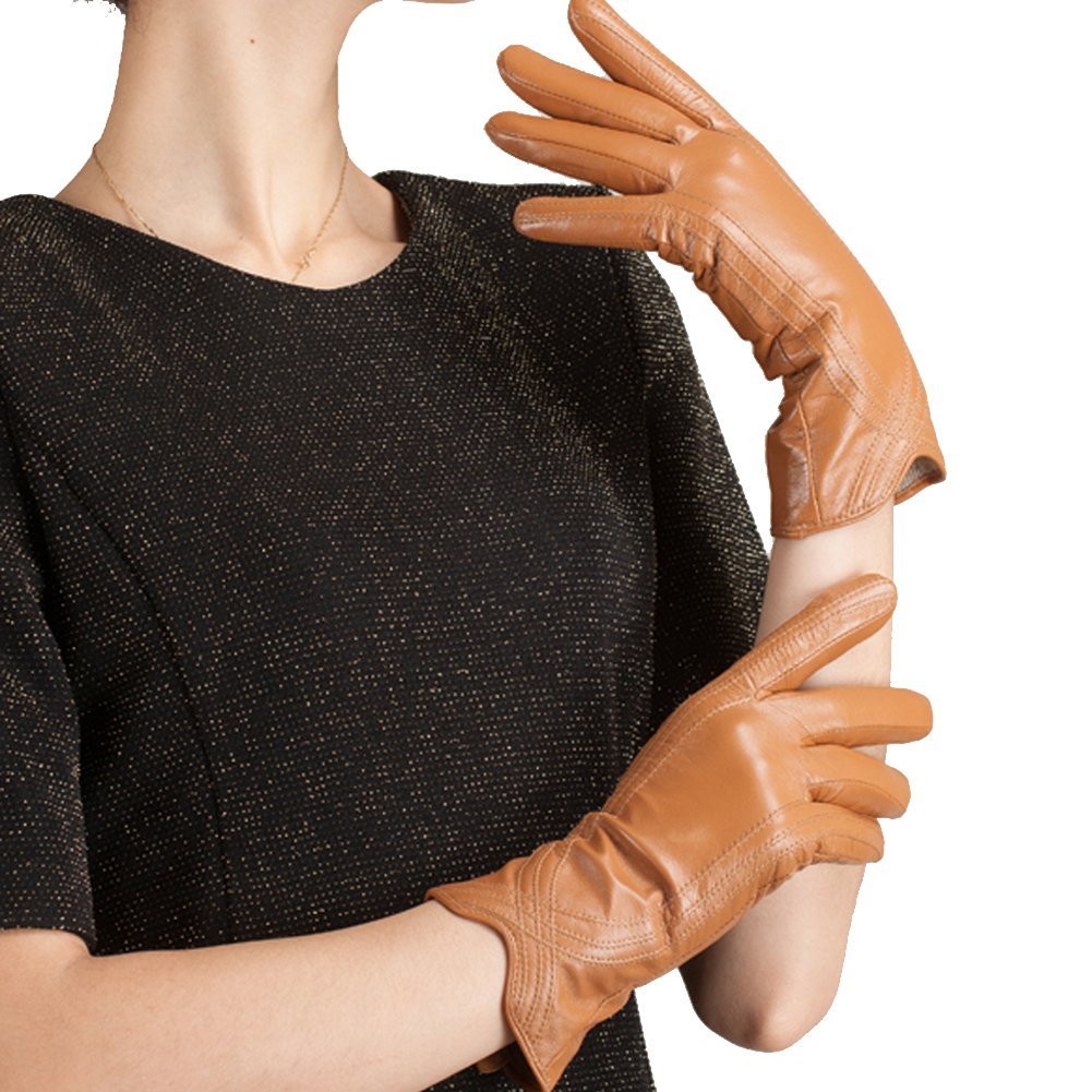 Nappaglo Nappa Leather Gloves Warm Handmade Curve Lambskin for Women