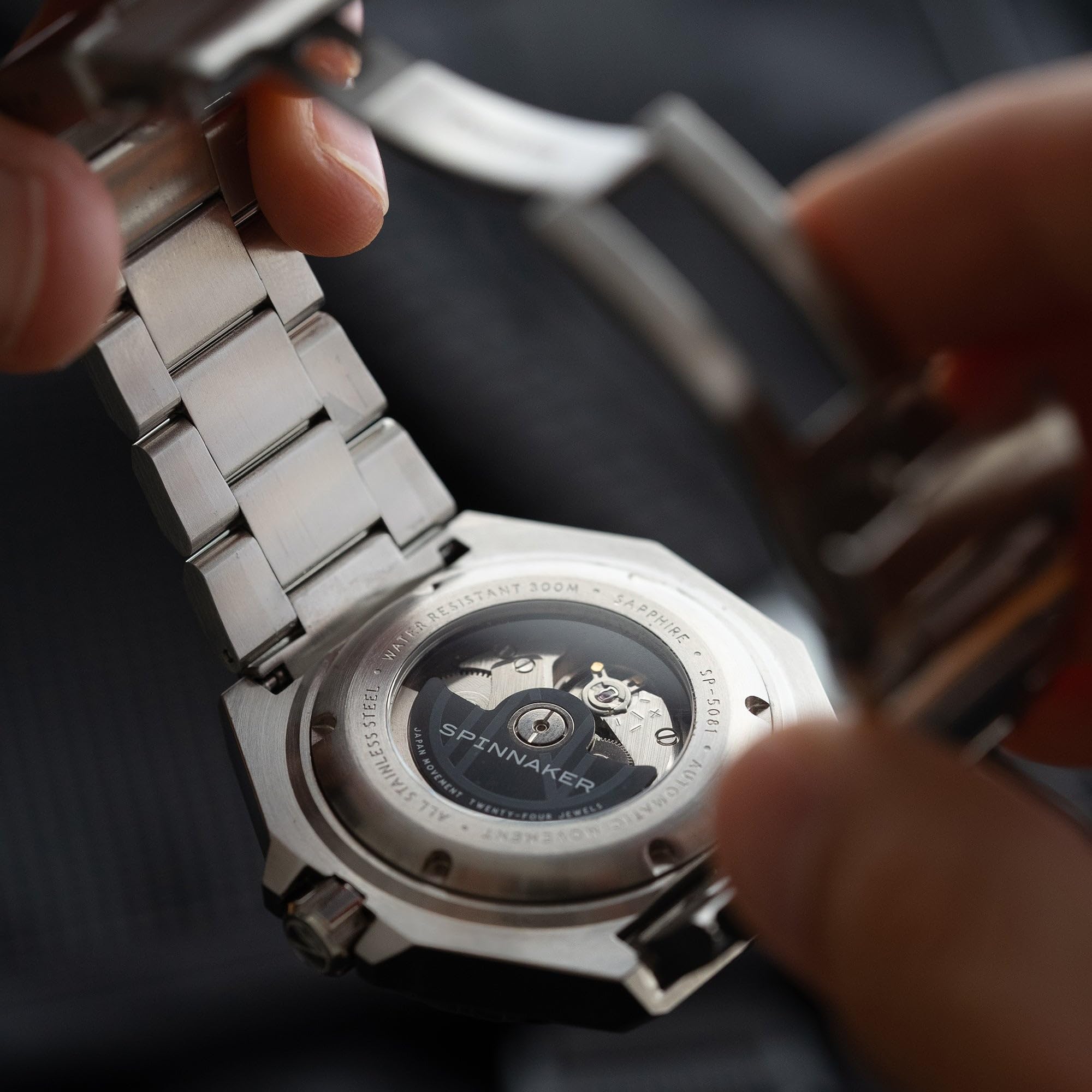 Spinnaker para hombre 44 mm Dumas Automático 3 Agujas Reloj con Correa de Acero Inoxidable Sólido SP-5081