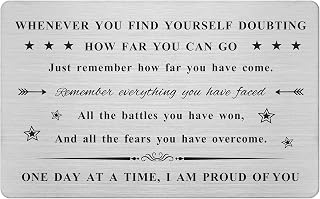 Emideary Sober Gifts for Women Men - AA Recovery Sobriety Gift - One Day At A Time Sober Cards - Sobriety Milestone Keepsake - AA Wallet Card Inserts