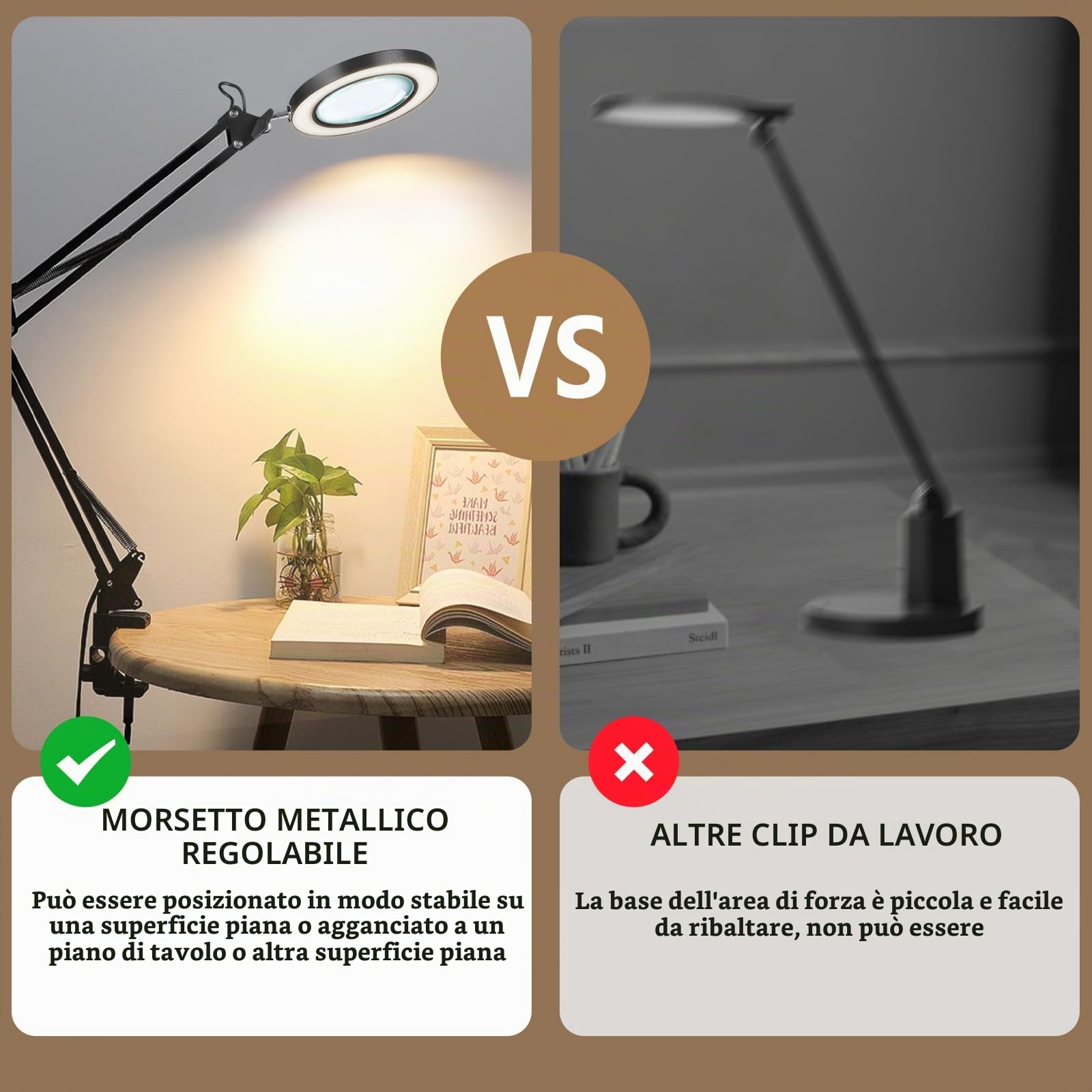Lampada con Lente d'Ingrandimento, 10X Lente d'ingrandimento da Tavolo con Luce e Supporto, 72 LED Dimmerabili, 3 Colore e 10 Livelli di Luminosità, per Lettura, Riparazione, Artigianato (nero)