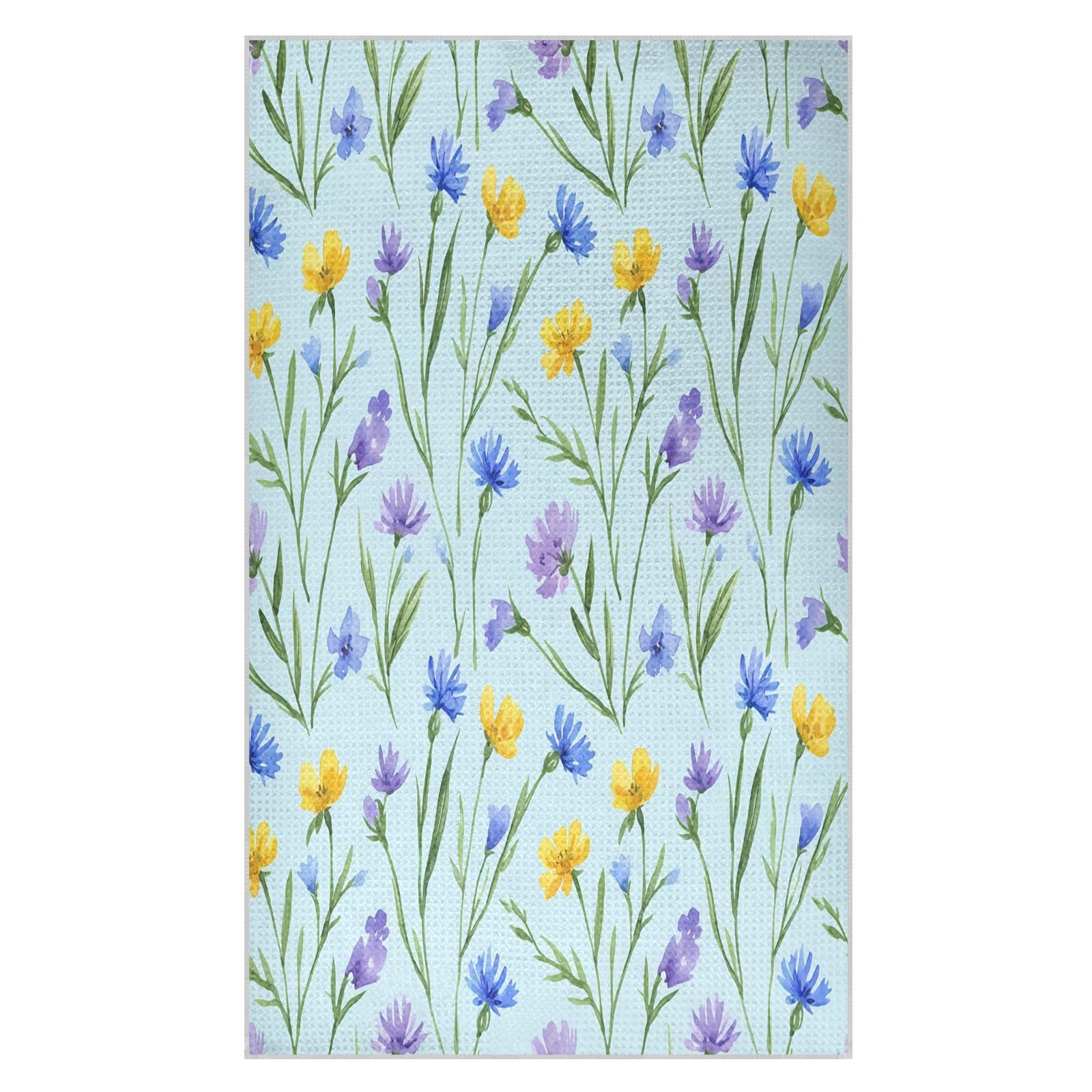 BURSTDDY Wildflowers Kitchen Towels,Absorbent Dish Towels 2 Pack