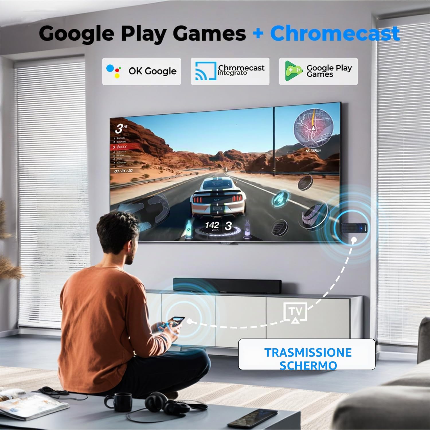 GREVA TV Stick Android 4K Ultra HD - Streaming Device, Latest Android 14.0 TV Stick Box 2 GB 16 GB HDR/AV1/2,4G/5G WiFi/BT 5.0, 3D HD Smart Box Streaming Media Player with Assistant Voice Remote