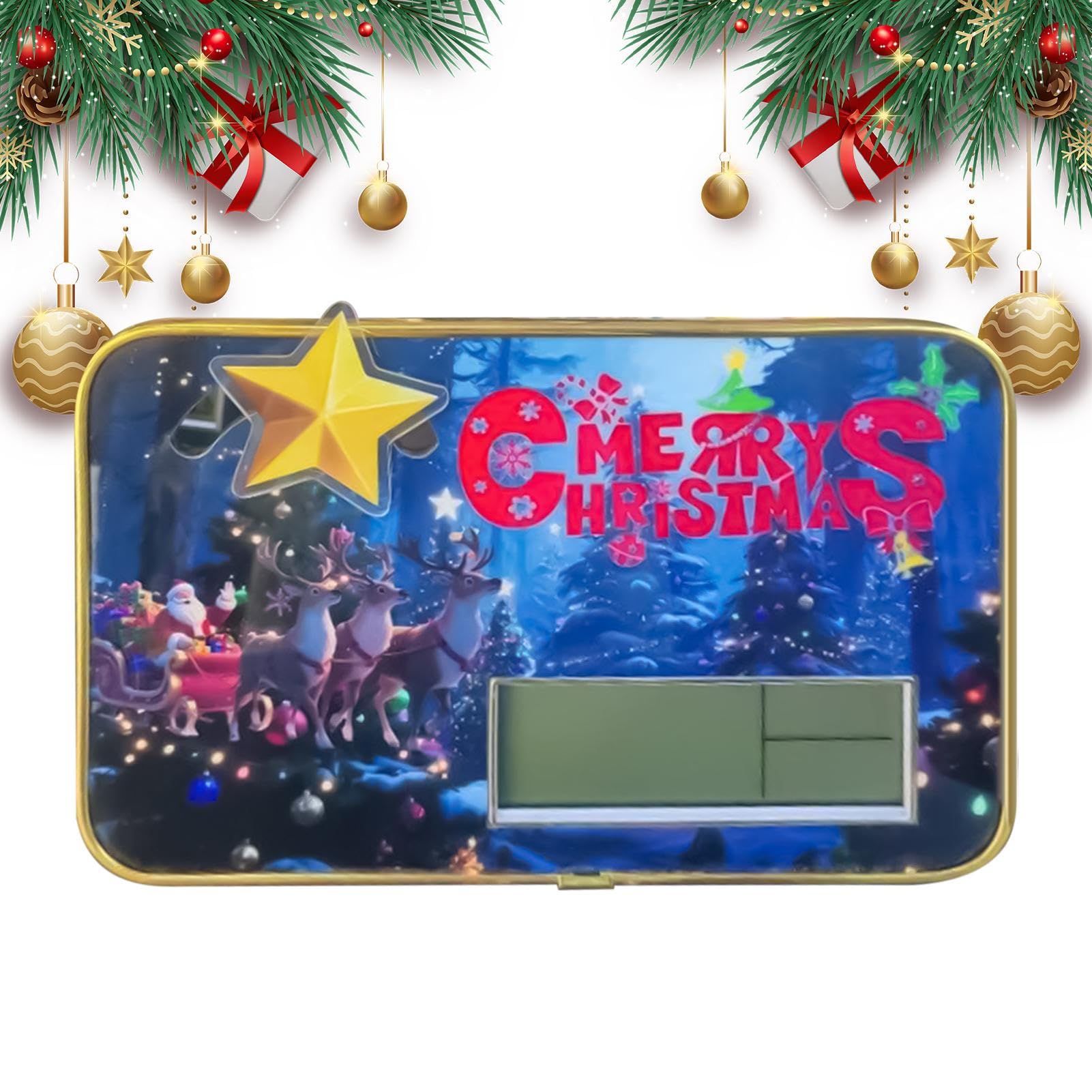 Reloj navideño decoración con gestión de tiempo fecha y temperatura interior