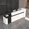 Reception Desk with Lockable Drawer, Open Shelves, Keybord Tray, LED, Double Reception Room Table, Large Front Reception Counter Checkout for Office & Business, Salon, Lobby, Retail, Hotel