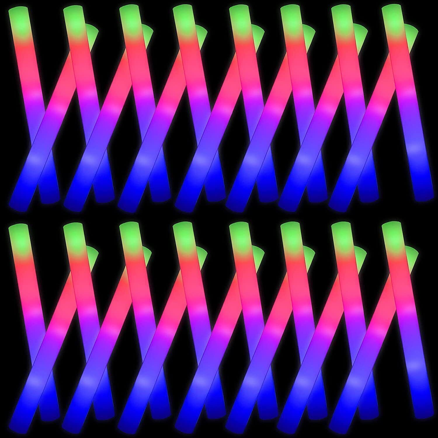 YQXTOOEL 102pcs Giant Glow Foam Sticks,Foam Glow Sticks for Wedding,Light up Batons,3 Multi-modes Color Flashing Wand for Party Supplies Kids Party,Birthday,Weddings,Gifts for Kids