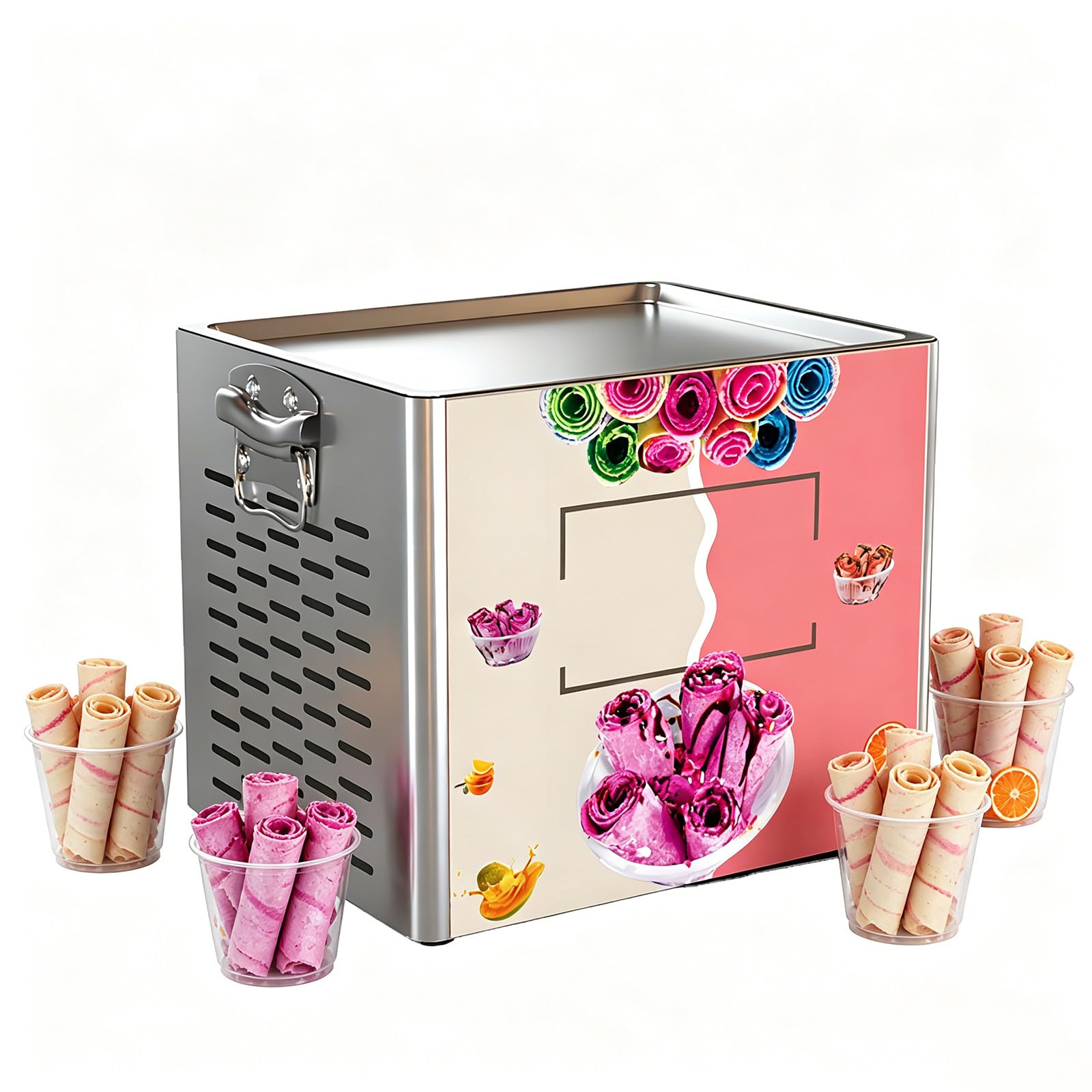 Beachtiful Commercial Countertop 300x240mm Single Square Pan Fried Ice Cream Machine, Fry Ice Cream Roll Machine, Instant Roll Ice Cream Maker
