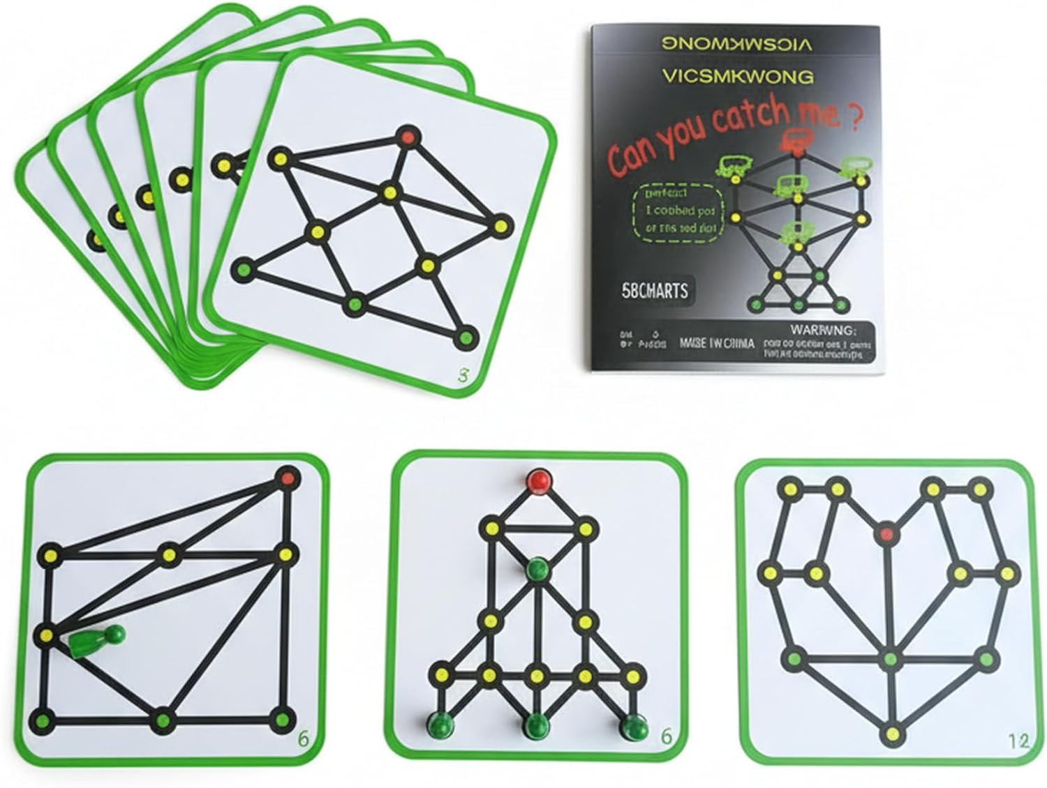 Cellette Can You Catch Me Strategy Card Game - 58 Challenge Charts, a Two-Player Board Game for Children Aged 8 and Above, an Educational STEM Game Featuring Brain Teasers and Logical Elements