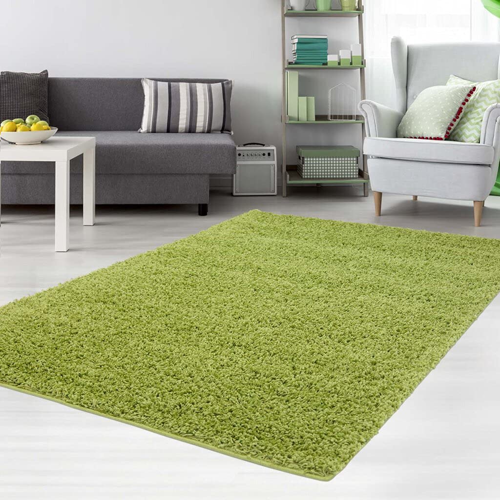 carpet city Alfombra Shaggy de color verde, 70 x 250 cm, pelo largo, alfombra de salón o dormitorio