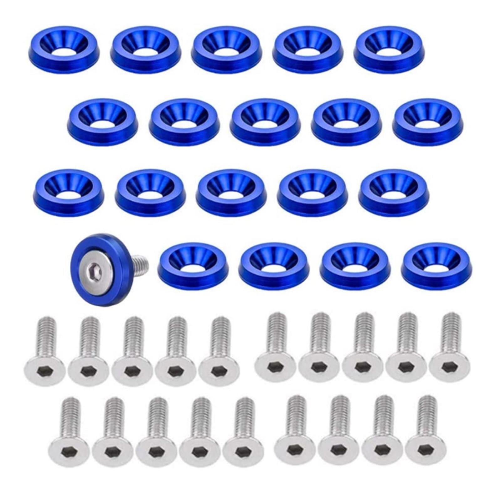 M2-M6 sujetadores hexagonales modificados for coche, arandela for parachoques, tornillos cóncavos for motor, arandela, pernos for placa de matrícula, estilo de coche(Silver,M4)