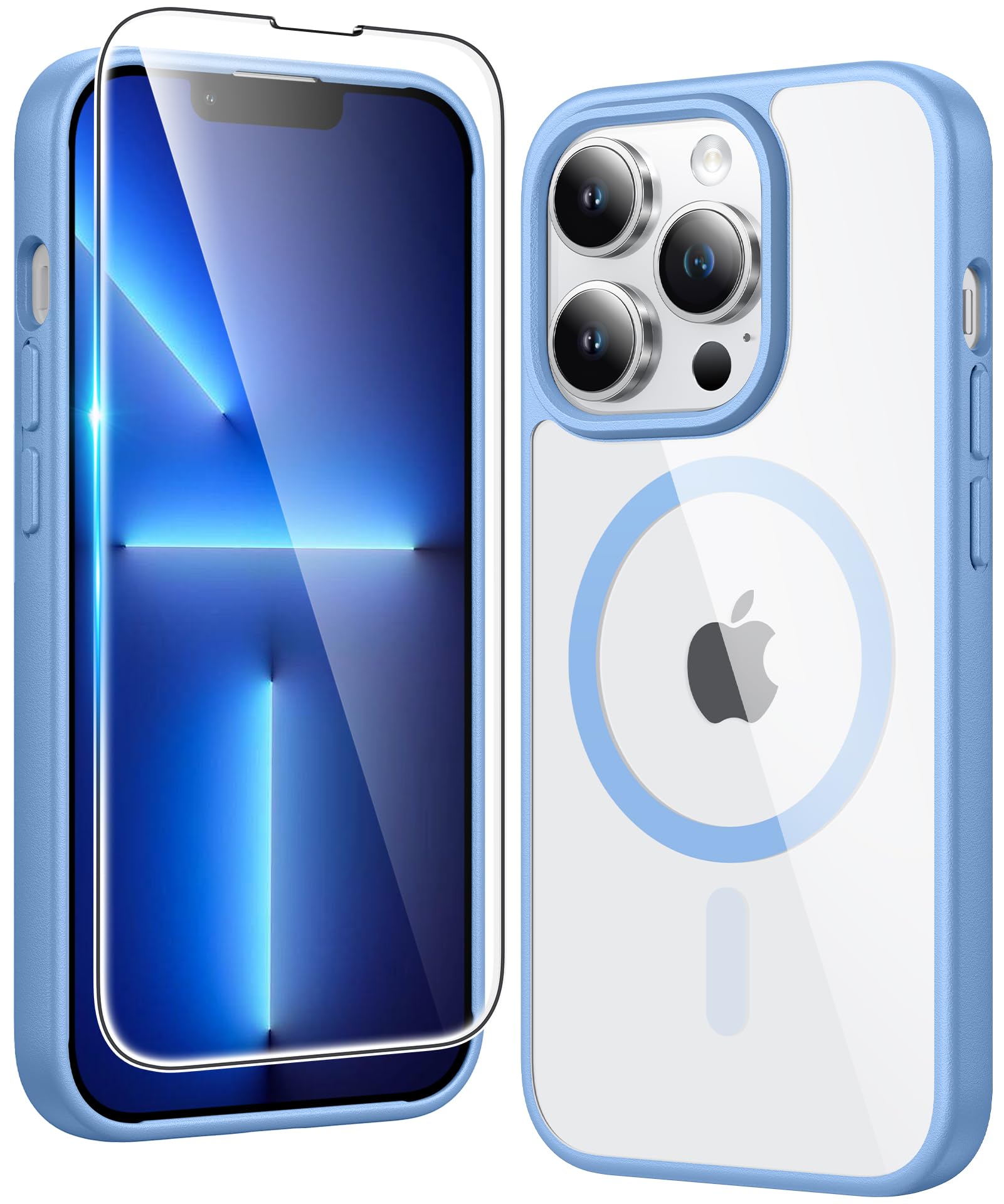 FNTCASE for iPhone 13 Pro Case Compatible with Magsafe Clear Phonecase | Screen Protector, Military Grade Drop Protection, Slim Magnetic Phone Cases, Shockproof Bumper, Transparent Cell Cover