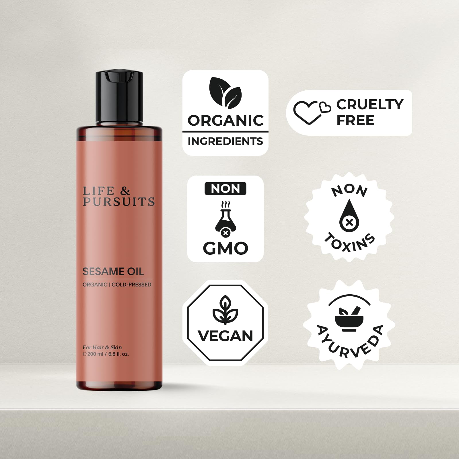 Life & Pursuits 100% Cold-Pressed Unrefined Sesame Oil 200 ml x 2 for Skin & Hair - Ayurvedic Oil for Men & Women - Image 2