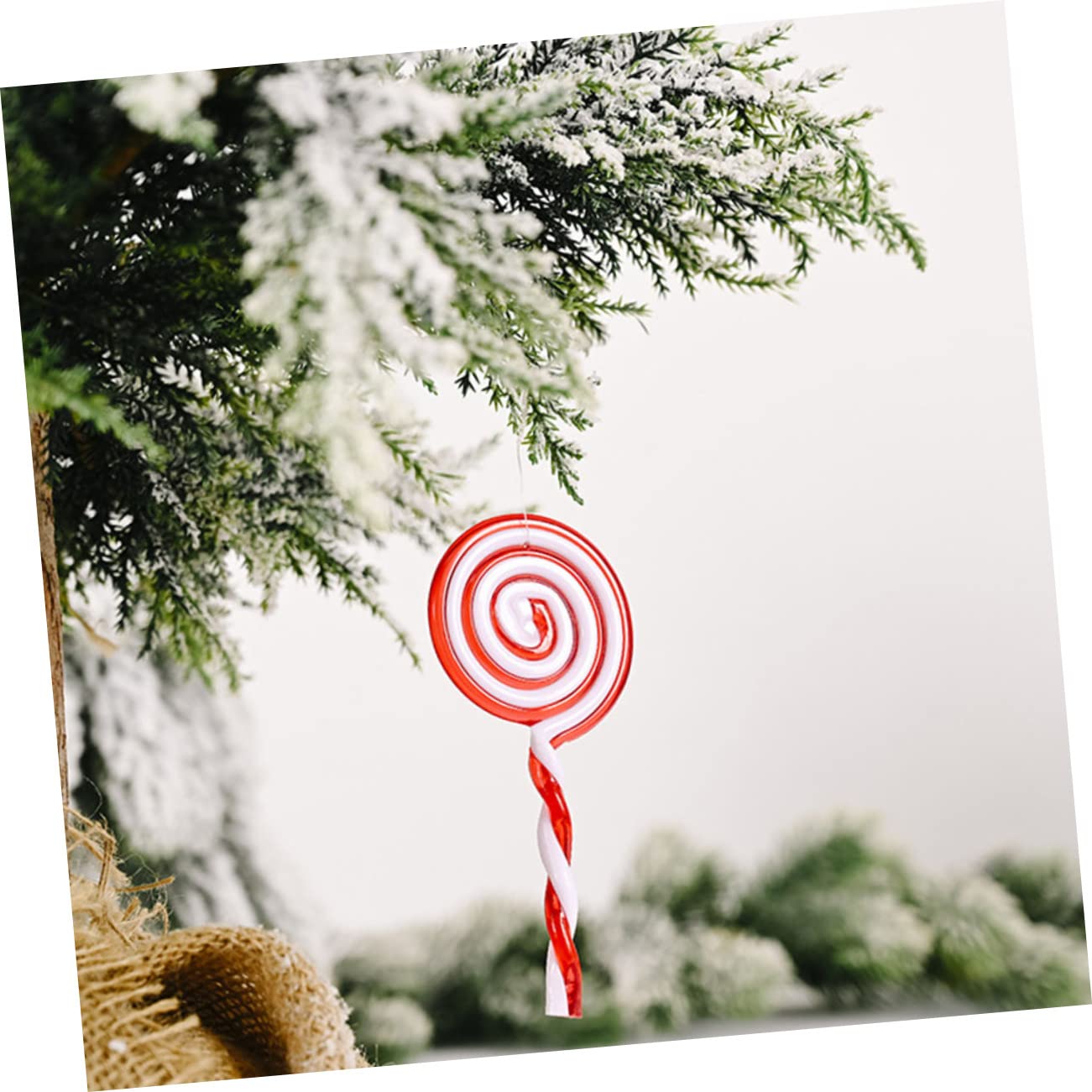 TOPBATHY 48 Piezas Decoraciones De Navidad Colgantes De Piruletas De Navidad Adornos De Baston De Dulces Adornos Navideños Decoración del Árbol De Navidad El Plastico