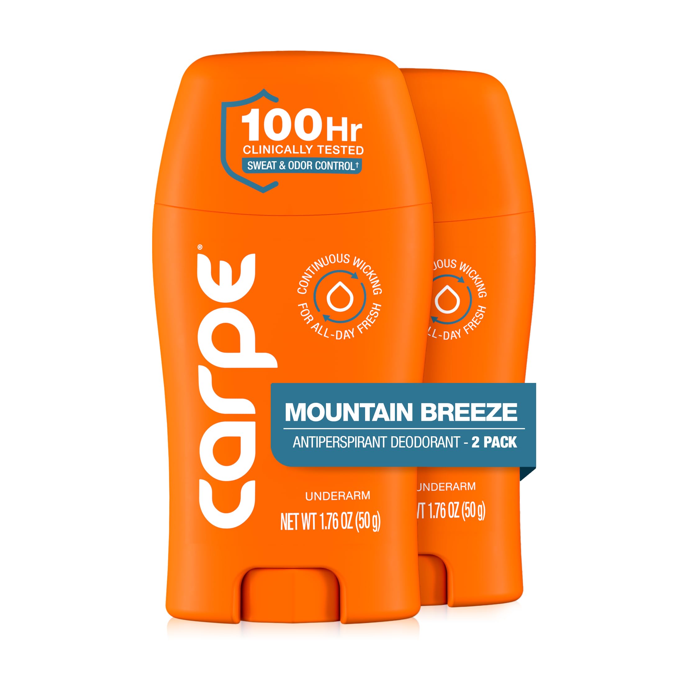 Carpe 100-Hour Antiperspirant Deodorant, Mountain Breeze - 2 Pack