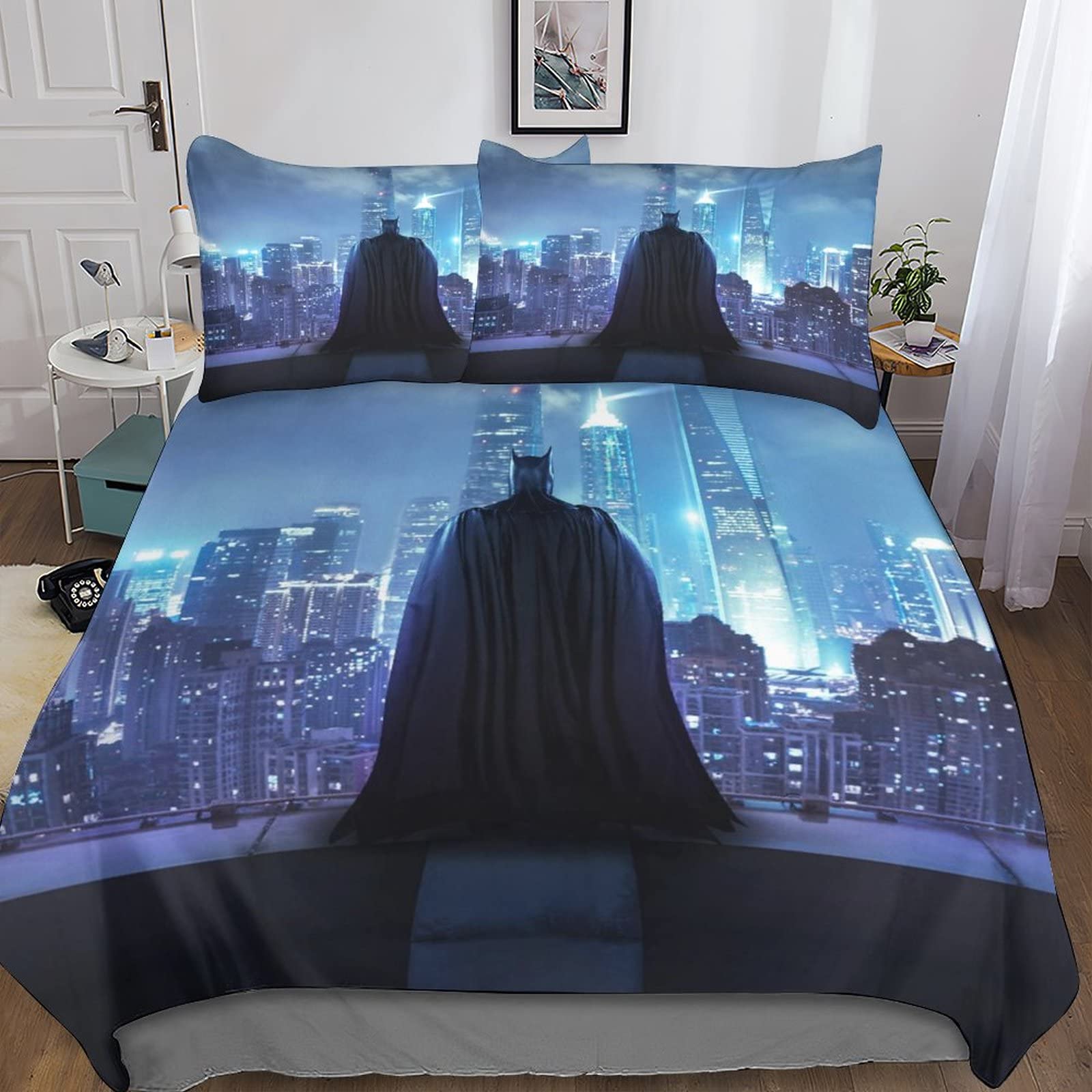 Parure De Lit Batman 3 Pièces - Housse De Couette + Taies D'oreiller, Taille King 220x240 Cm, Impression 3D