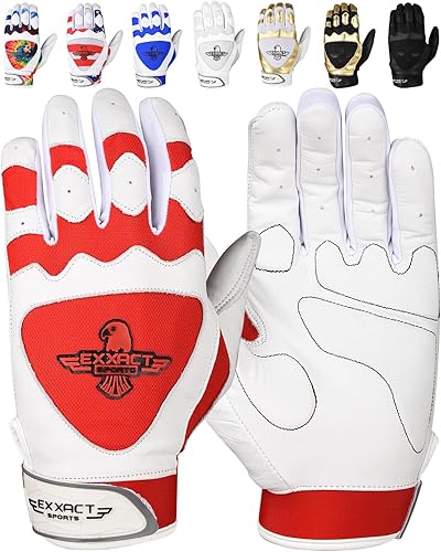 Exxact Sports Guantes de bateo de béisbol acolchados para hombres con protección acolchada de gel, guantes de bateo de sóftbol para mujeres, guantes