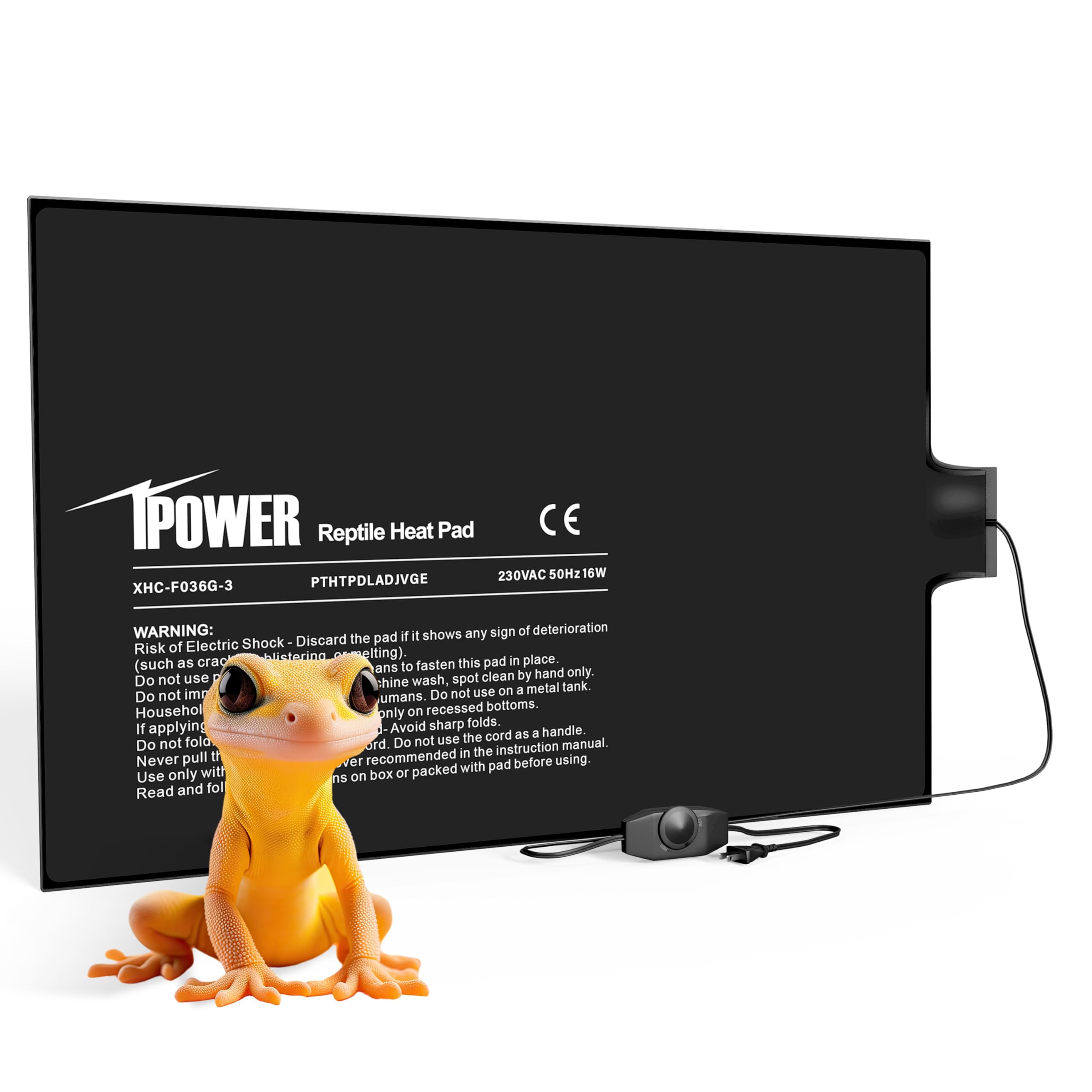 iPower Heizmatte Terrarium Regelbar mit Thermostat Temperaturregelung, Terrarium Heizkissen Heizung für Reptilien Amphibien, 16W, 20 x 30,5 cm