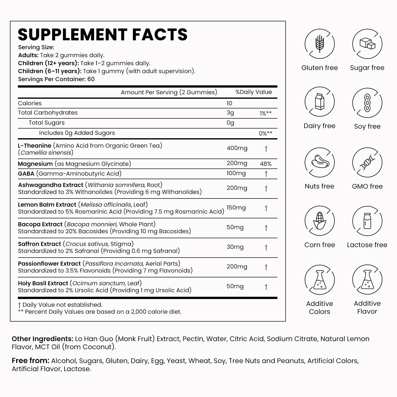 L-Theanine 400mg Gummies, L Theanine Supplement for Kids & Adults with Magnesium Glycinate, GABA, Ashwagandha, L'theanine Chewable for Restful Sleep, Stress Support, Relaxation, Calm, 60 Day Supply — Amazon image 6