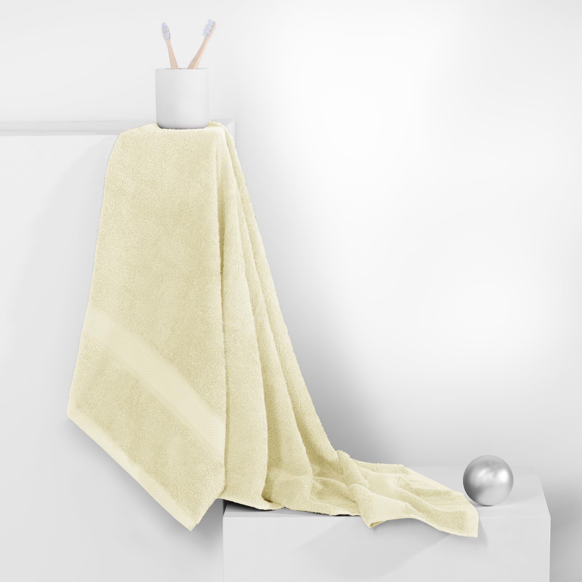 Lot De 12 Serviettes Haut De Gamme 100% Coton - 4 Serviettes De Bain 50x100cm + 4 Serviettes + 4 Gants - Bleu Velours Corail