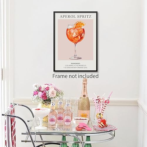 Miniatura 3 de Arte de pared de Aperol Spritz naranja de moda, retro, cóctel, elegante, minimalista, impresiones estéticas para sala de estar, dormitorio, bar,