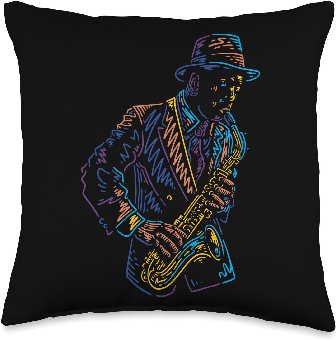 Saxophone Player Saxophone Abstract Art Throw Pillow