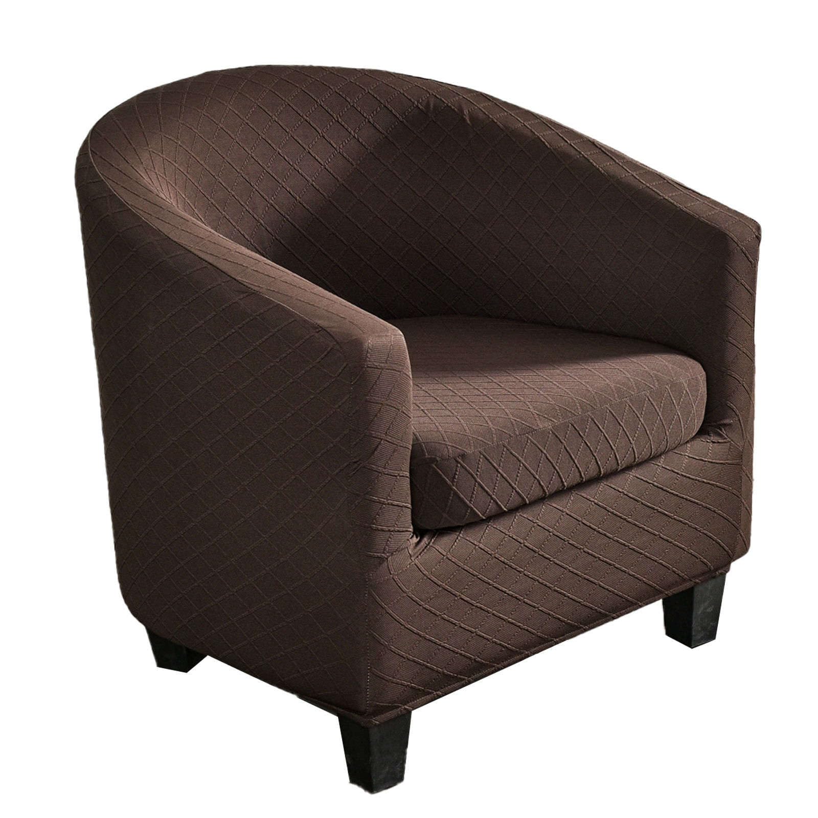 Housse de chaise de club extensible 2 pièces café profond avec sa housse de coussin amovible